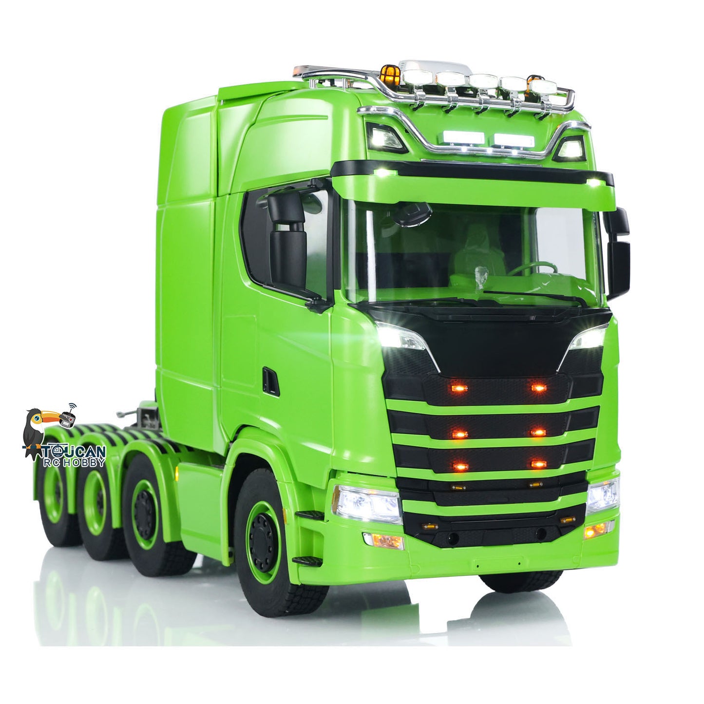 8x8 Metal Chassis 1/14 RC Tractor Truck 770S Remote Control Lorry ST8 Radio Battery RTR Warning Lights Spotlight Magnetic Roof