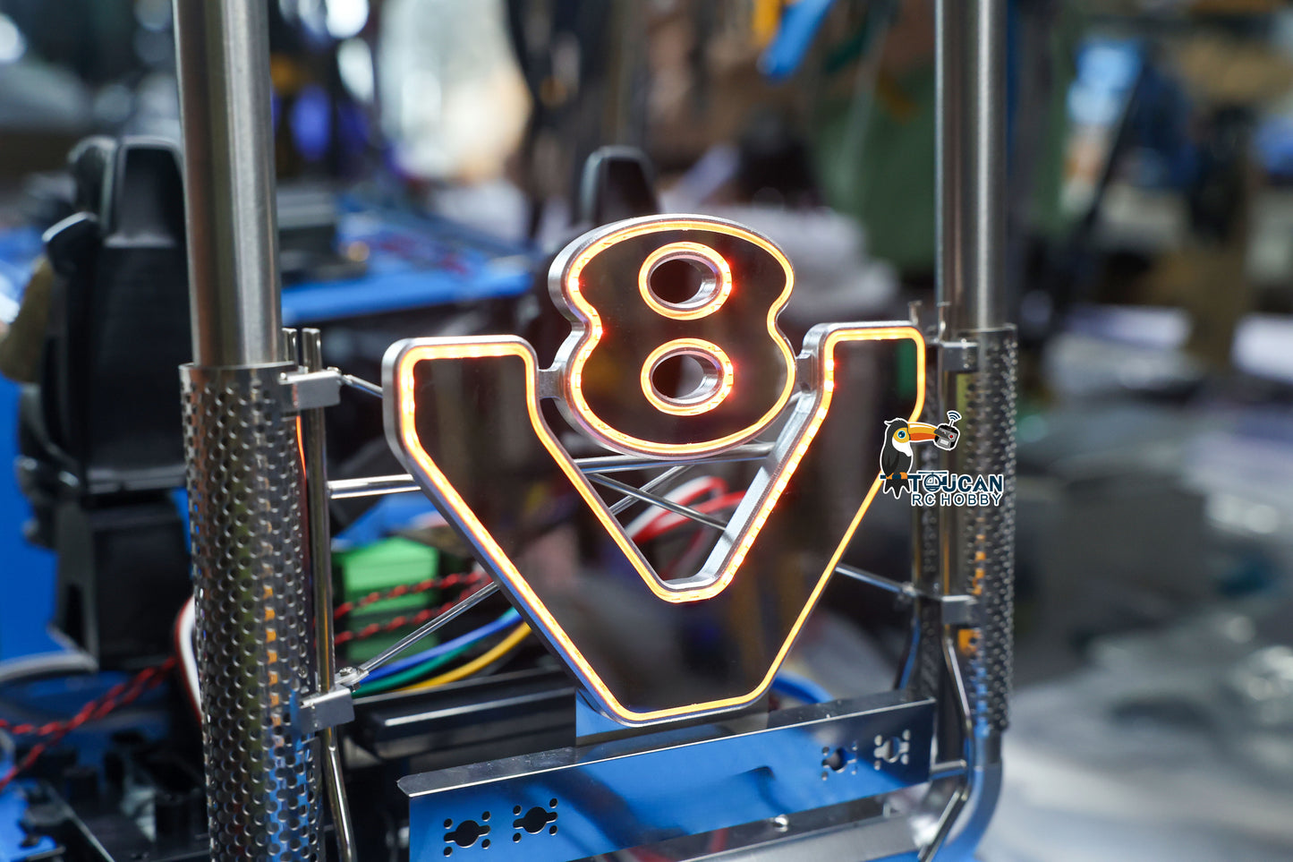 Metal Exhaust Pipe W/LED Light Controller For DIY TAMIYA 1/14 Remote Control Tractor Truck 56368 56379 Model Upgrade Part