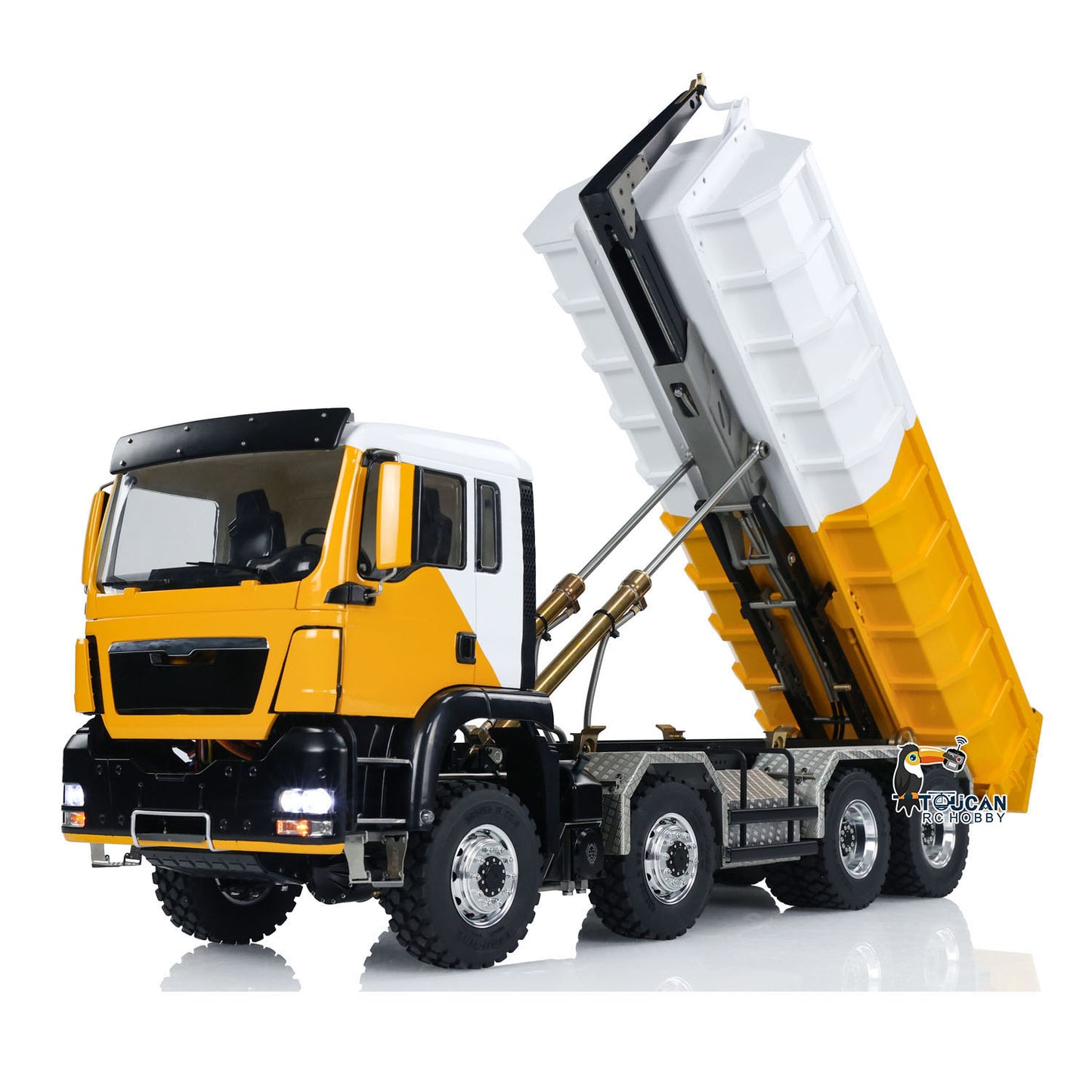 LESU 8x8 1/14 RC Hydraulic Roll On Dumper Truck RTR Radio Control Full Dump Cars Lights Sounds