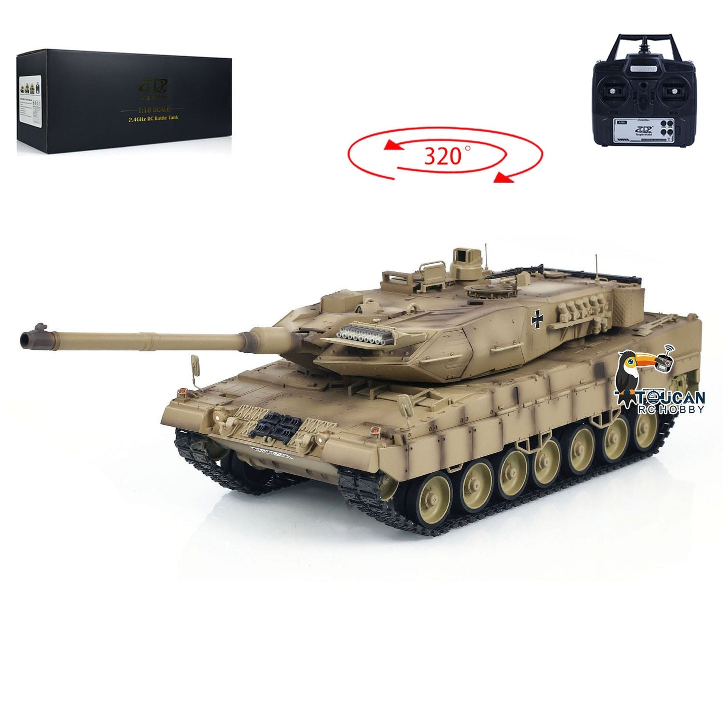 Tongde 1/16 RC Infrared Battle Tank German Leopard2A7 Electric Radio Control Military Vehicle Painted Assembled Optional Version