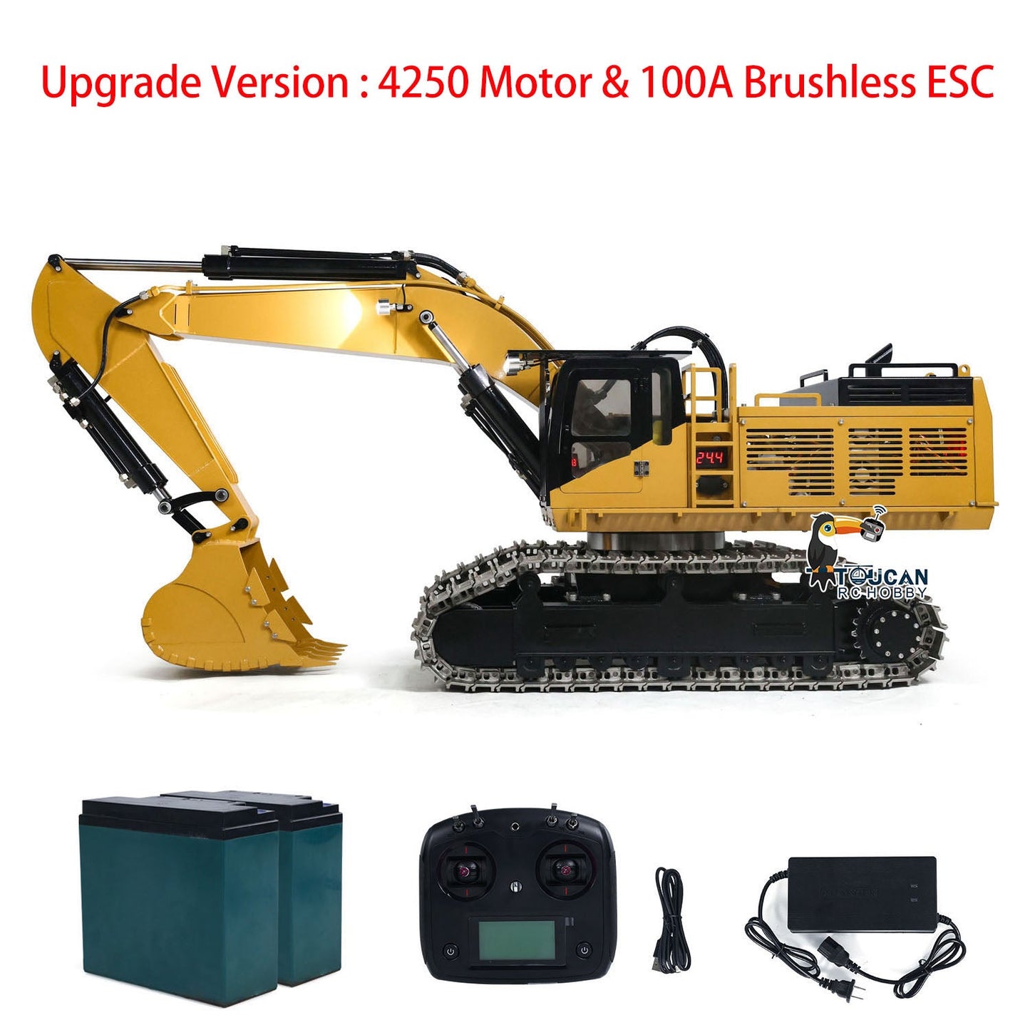 1/8 385CF Hydraulic RC Excavator Metal Giant Remote Control Construction Vehicle Ready to Run ESC Servo Motor Painted Assembled
