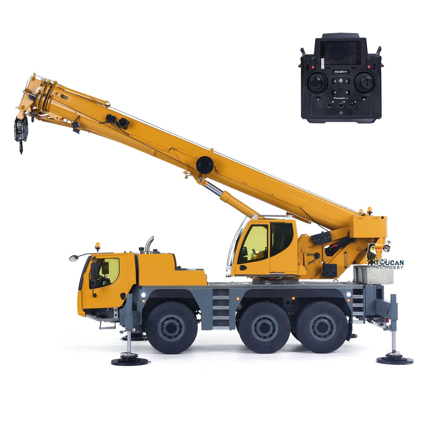 Eyewhale D1050 Metal 1/14 RC Hydraulic Mobile Crane Truck All Terrain Vehicle 3Axles Radio Control Hoist Model Paladin PL18EV