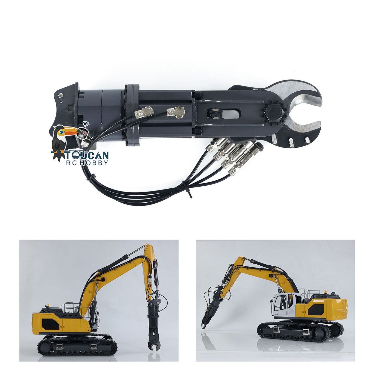 1:14 Metal XDRC 945 Hydraulic Remote Control Excavator RTR RC Truck DIY Car Model Sieve Bucket Curved Ripper Fork