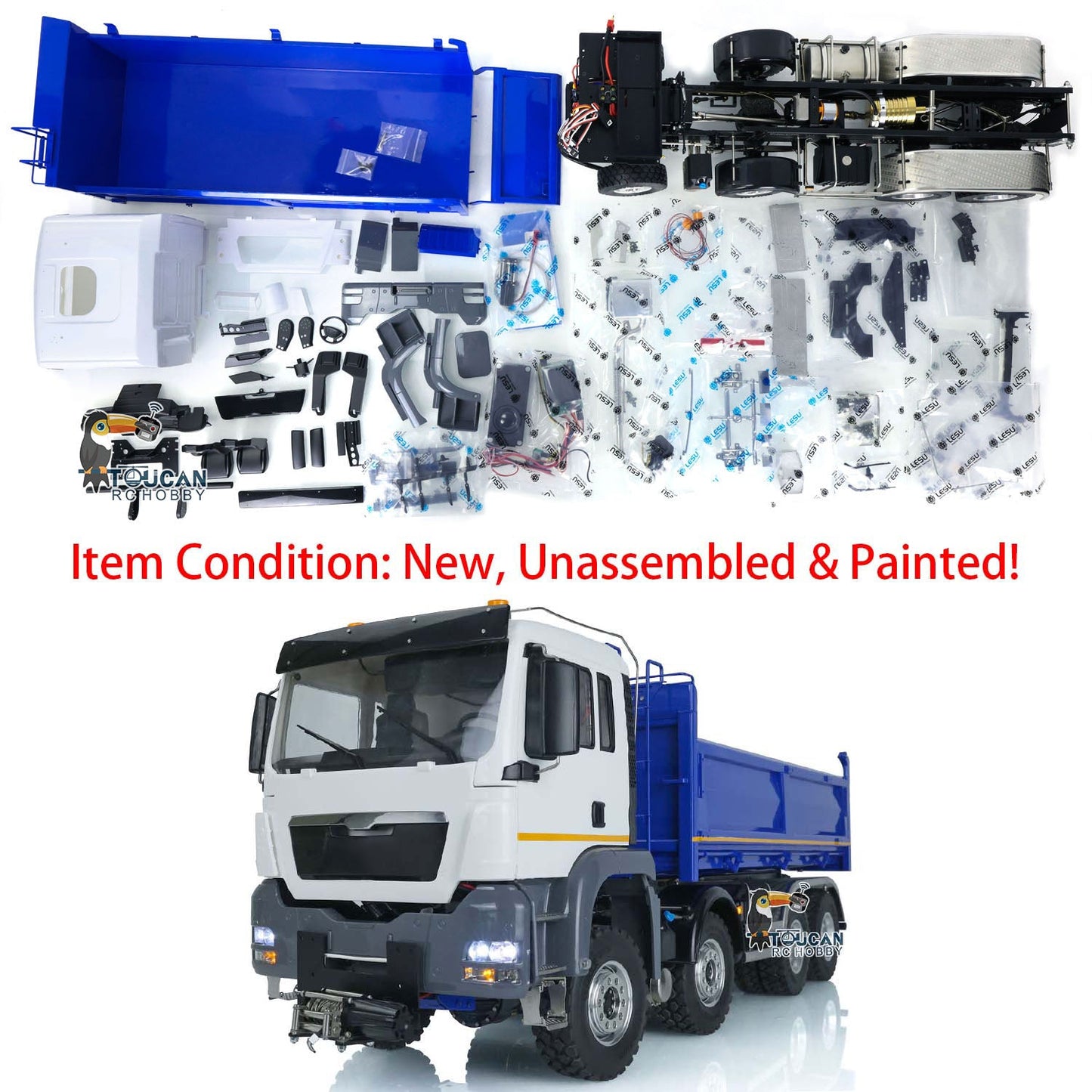 IN STOCK LESU 8x8 1/14 RC Dump Truck for MAN TGS Metal Chassis Remote Control Dumper Car