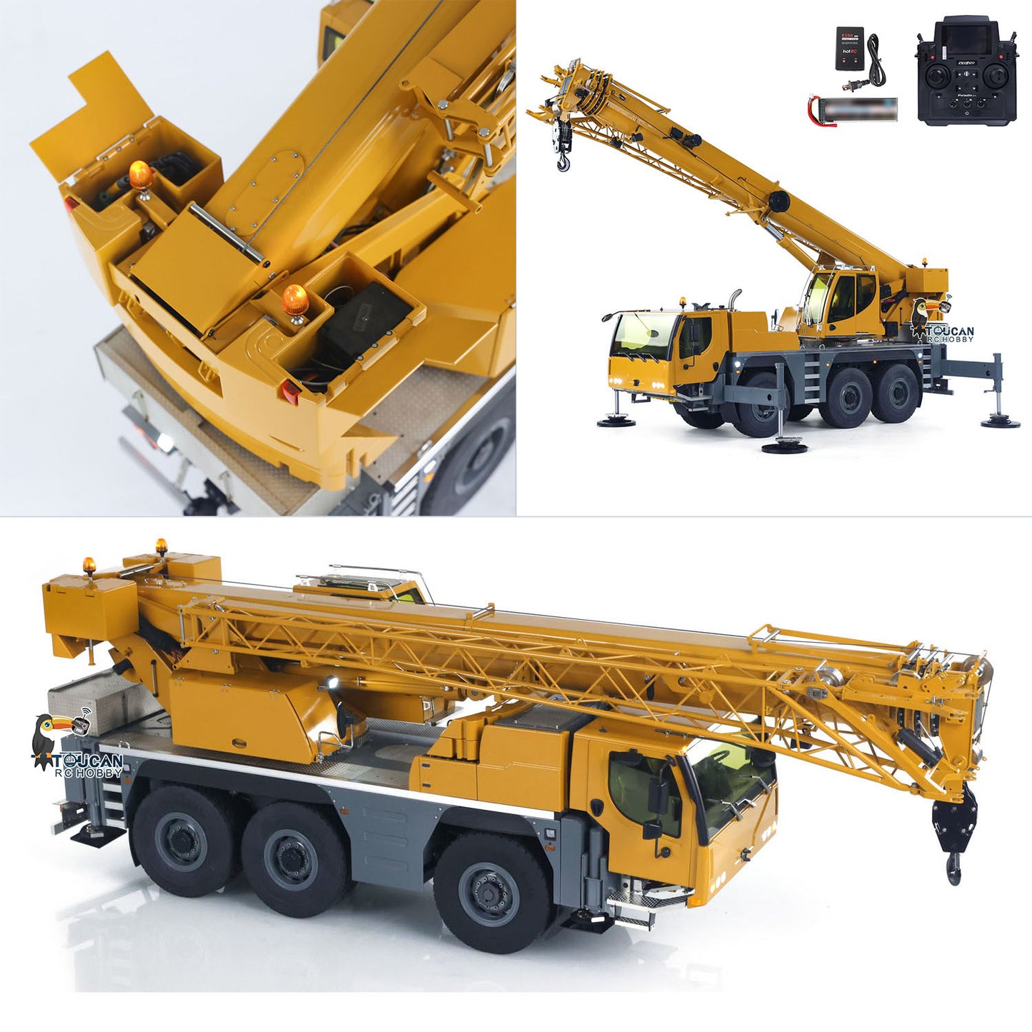 Eyewhale 1/14 All Terrain Remote Control Hydraulic Mobile Crane Truck D1050 Ready to Run FlySky PL18EV Sound Light System