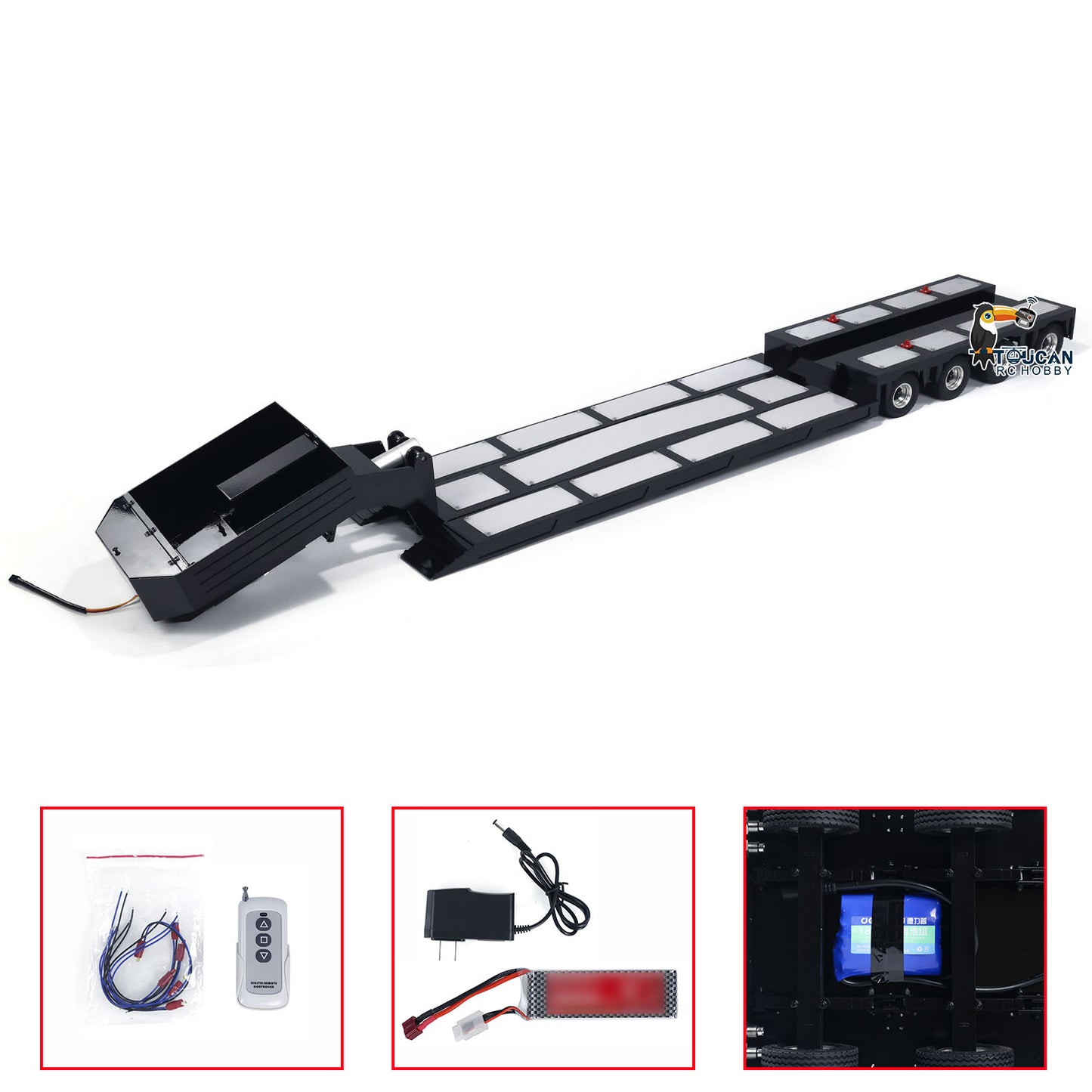 4-Axle Metal Extendable Semi-trailer for 1/14 RC Tractor Truck Radio Control Car