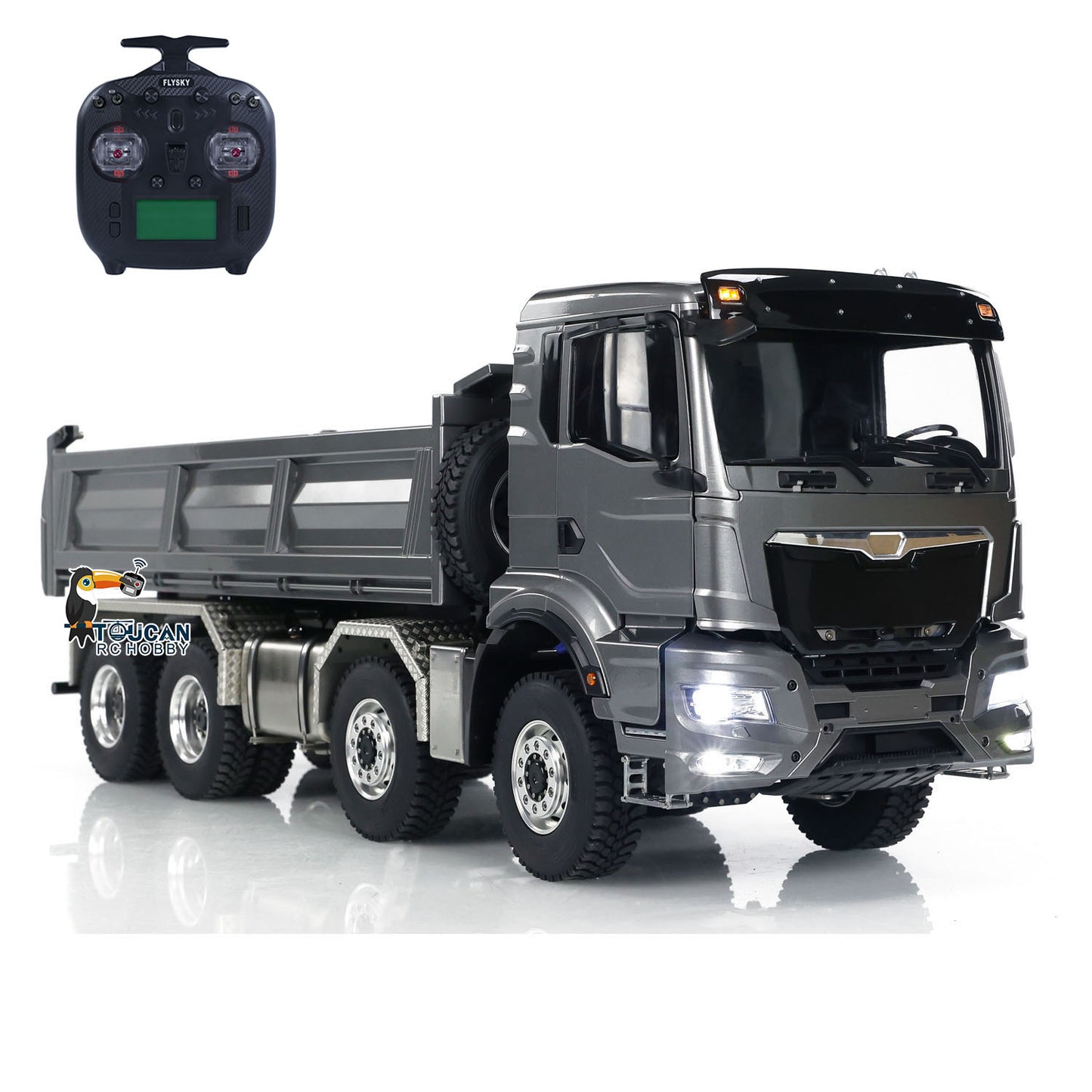 Radio Control 1:14 Hydraulic Tipper Metal Cabin Shell Differential Lock 8x8 Chassis 2Speed RC Dump Truck Sound Light