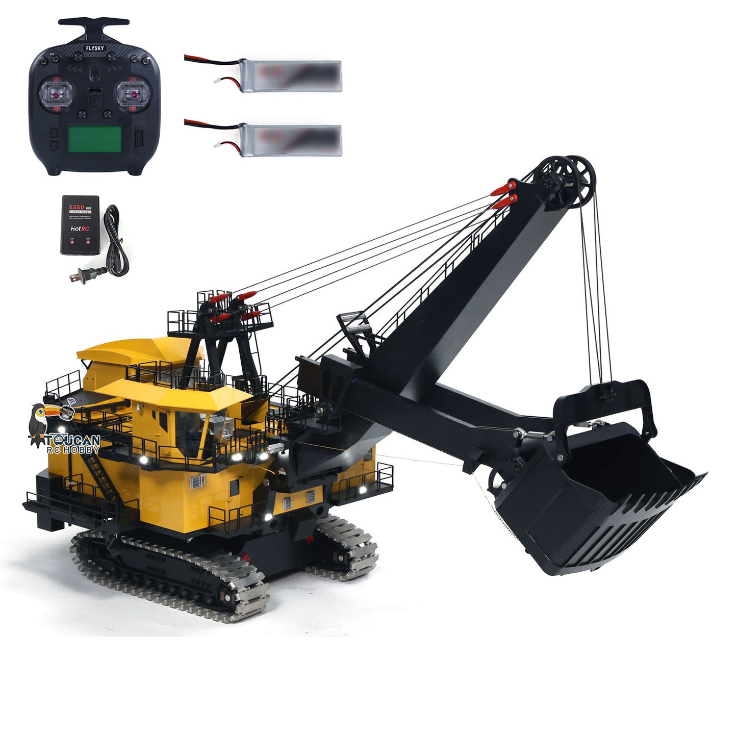 100KG! 1/25 Metal Electric Rope Shovel Excavator RC Mining Digger RTR Heavy Machine with Two Battery H4100 4100
