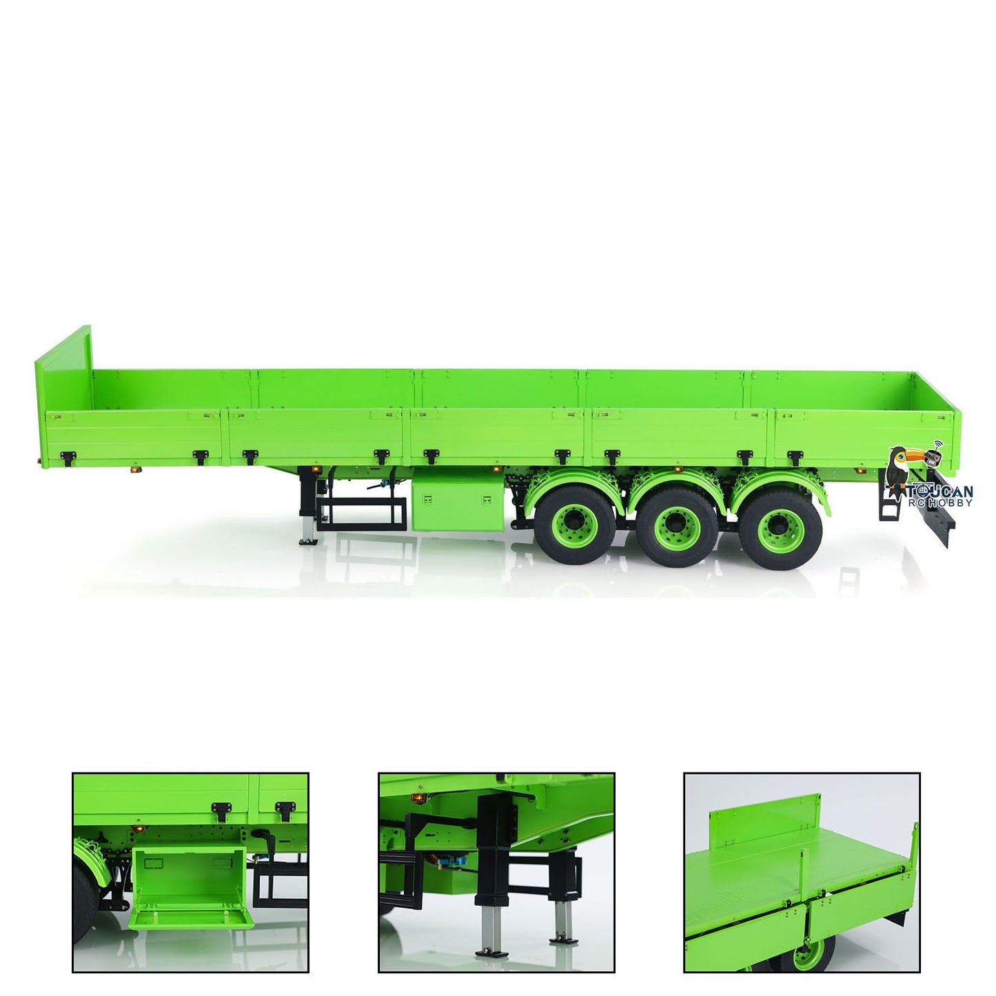3 Axles 1/14 Metal Semi Trailer Manual Lifting Legs Lights for Remote Control Tractor Truck DIY TAMIYA Lorry Model RC Dump Truck
