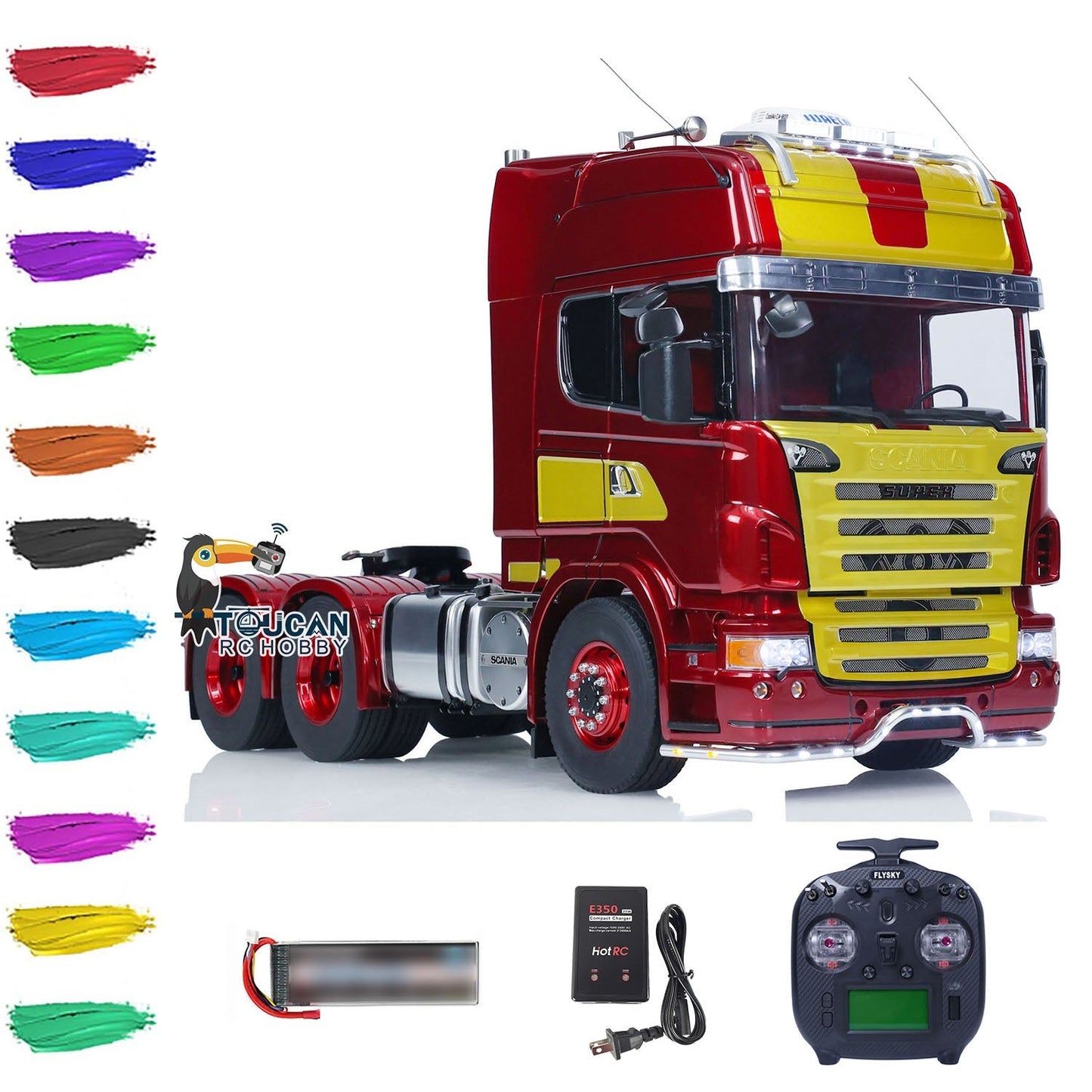 TOUCAN Metal Chassis 1/14 RC Tractor Truck 6x6 Remote Control Car 2-speed Gearbox Decorative Air Conditioner ESC Servo Motor