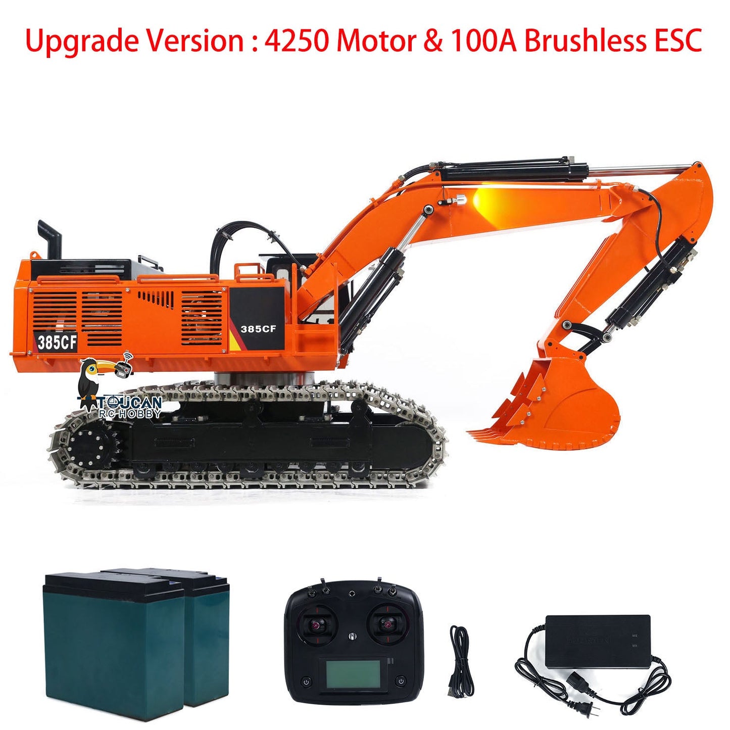 1/8 385CF Hydraulic RC Excavator Metal Giant Remote Control Construction Vehicle Ready to Run ESC Servo Motor Painted Assembled