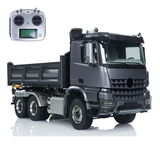1/14 Hydraulic RC Dump Truck 6x6 Metal Radio Control Tipper Car 3-speed Gearbox with Light Sound System Differential Lock Axles