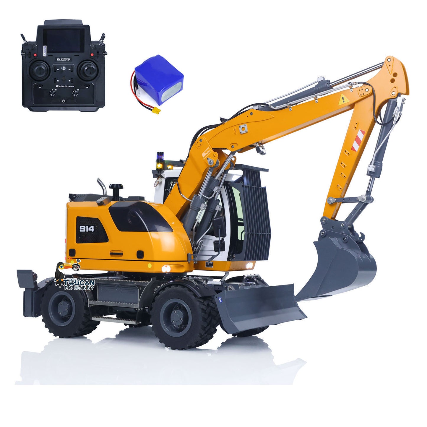 Pre-Order 1/14 RC Hydraulic Wheeled Excavator LR914 8-ways Valve RTR Metal Remote Control 4*4 Digger Model Axle Lock Flysky PL18EV Lite
