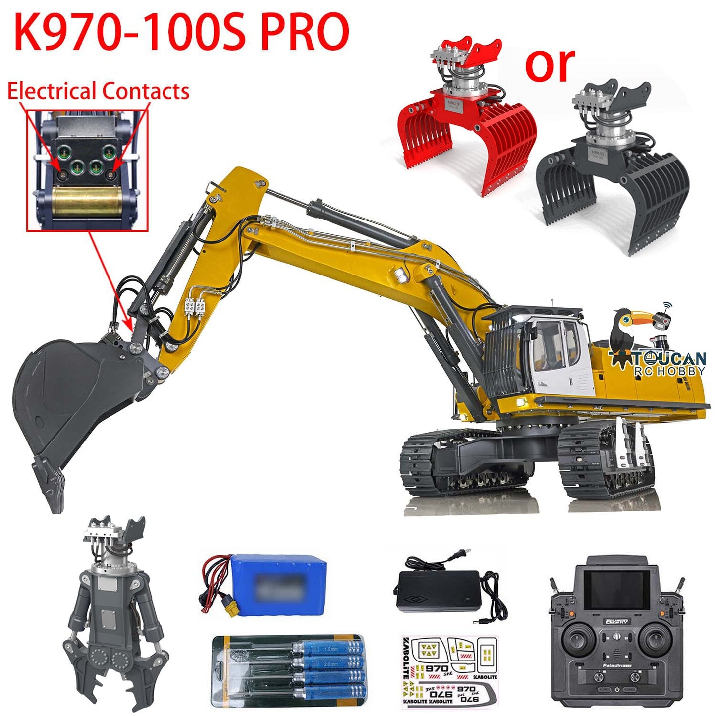 IN STOCK Kabolite 1/14 K970 100S Pro RC Hydraulic Excavator Model RTR Remote Control Digger PL18EV W/ Light Sound System Smoking Unit