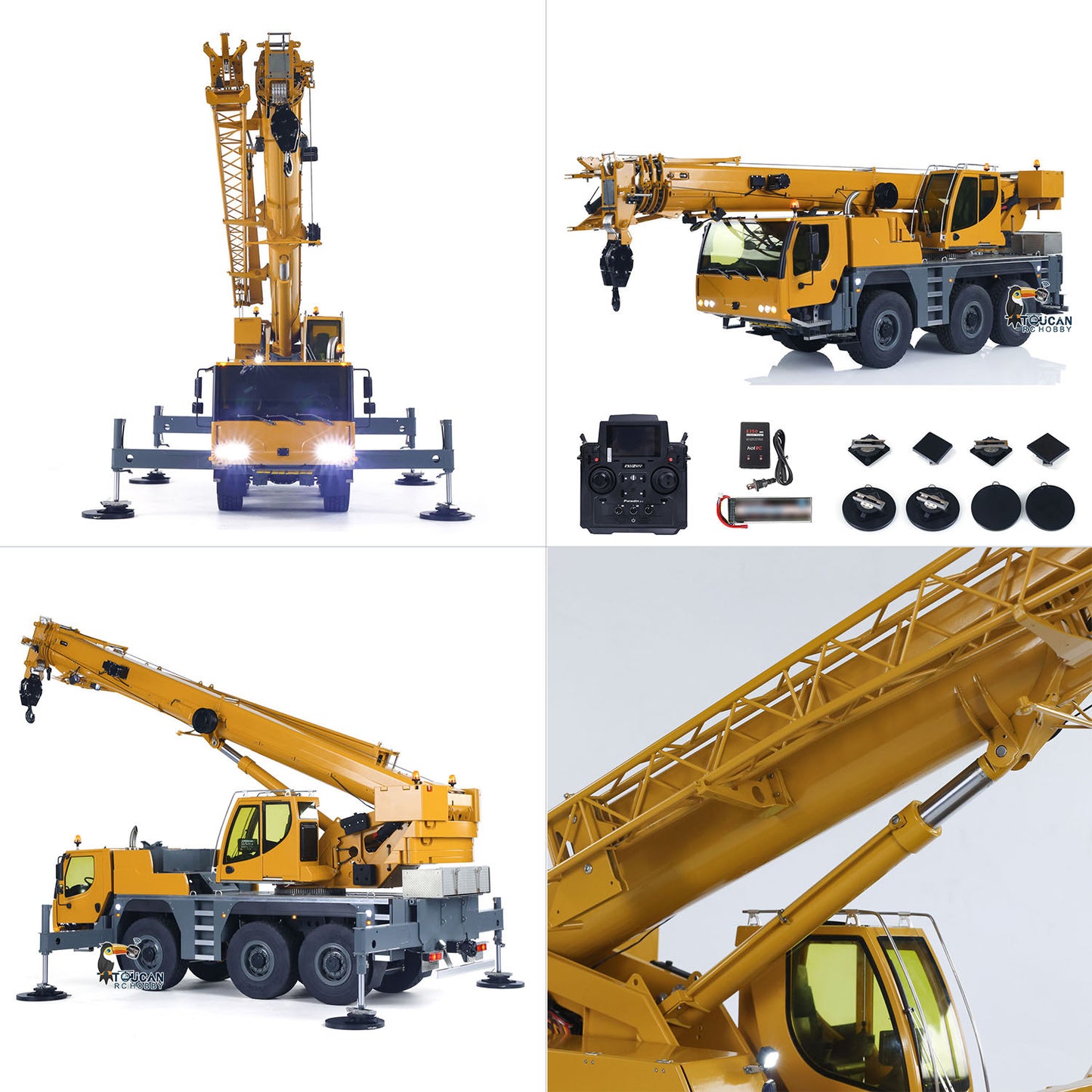 Eyewhale 1/14 All Terrain Remote Control Hydraulic Mobile Crane Truck D1050 Ready to Run FlySky PL18EV Sound Light System