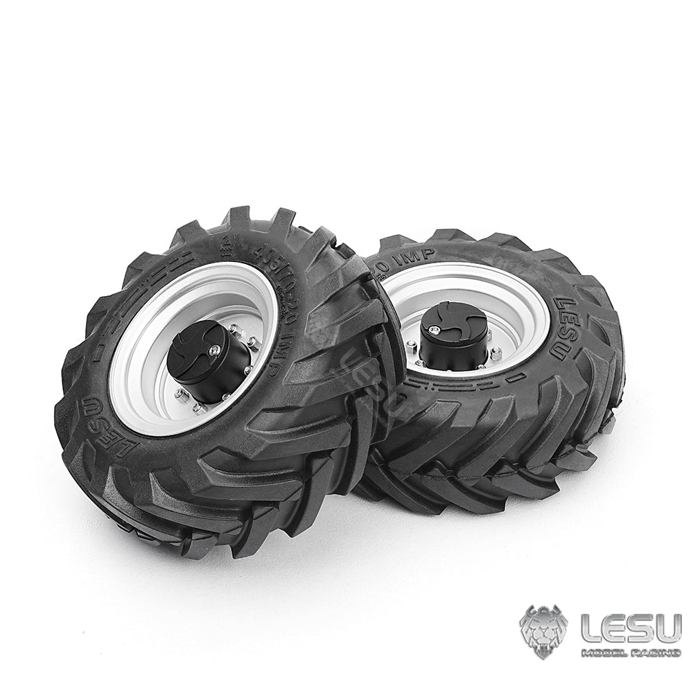 1Pair Wheel Metal Hub Rubber Tire for LESU AOUE MCL8 AT1050 6MDX DIY 1/14 RC Hydraulic Loader Radio Control Dump Truck Model Car