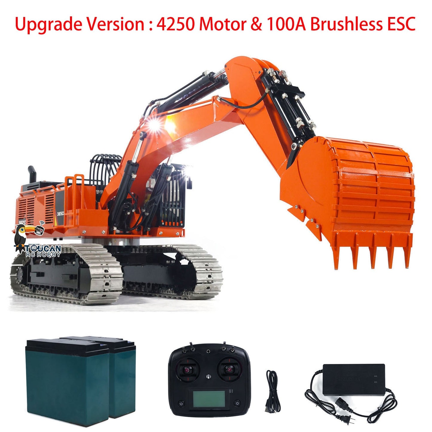 1/8 385CF Hydraulic RC Excavator Metal Giant Remote Control Construction Vehicle Ready to Run ESC Servo Motor Painted Assembled