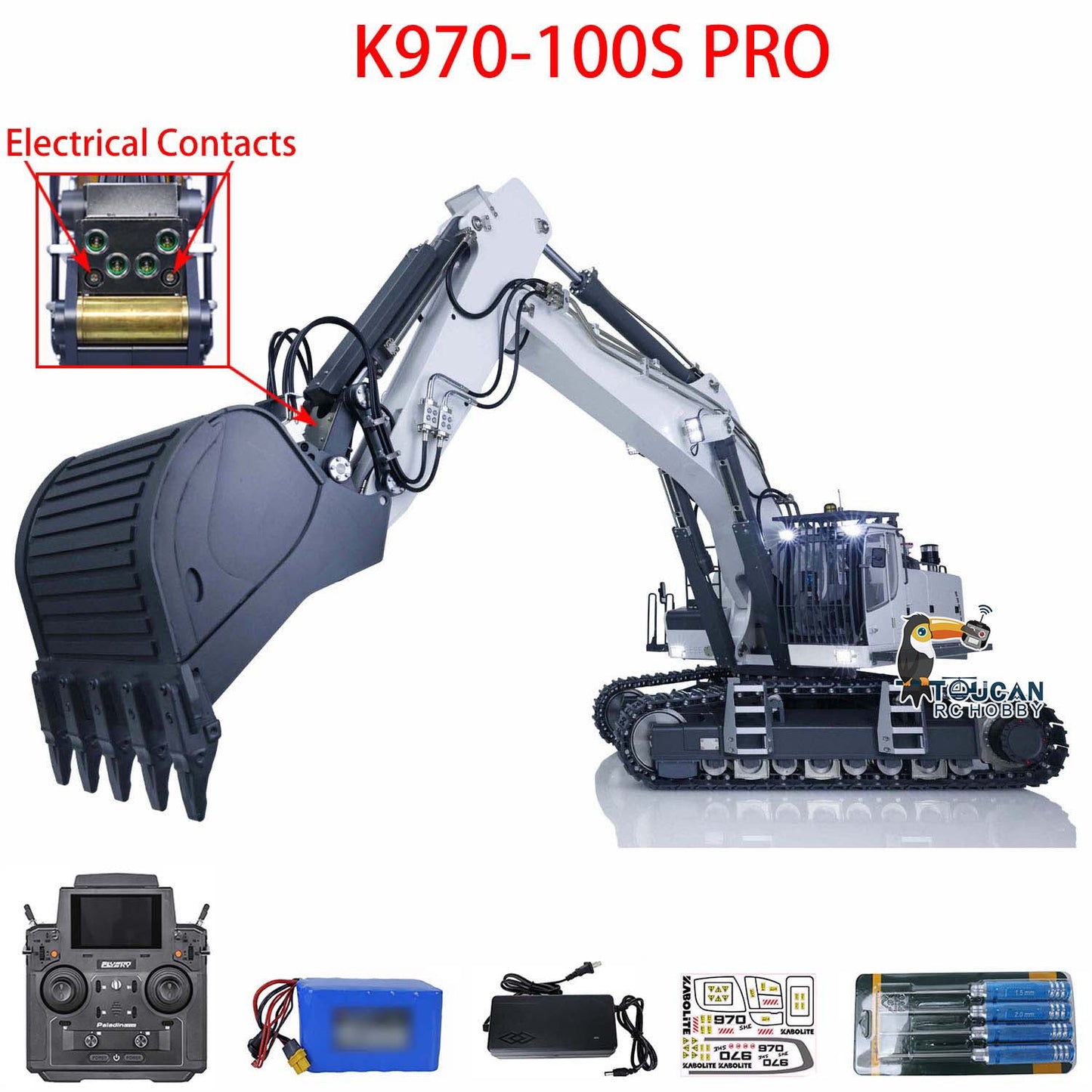 IN STOCK Kabolite 1/14 K970 100S Pro RC Hydraulic Excavator Model RTR Remote Control Digger PL18EV W/ Light Sound System Smoking Unit