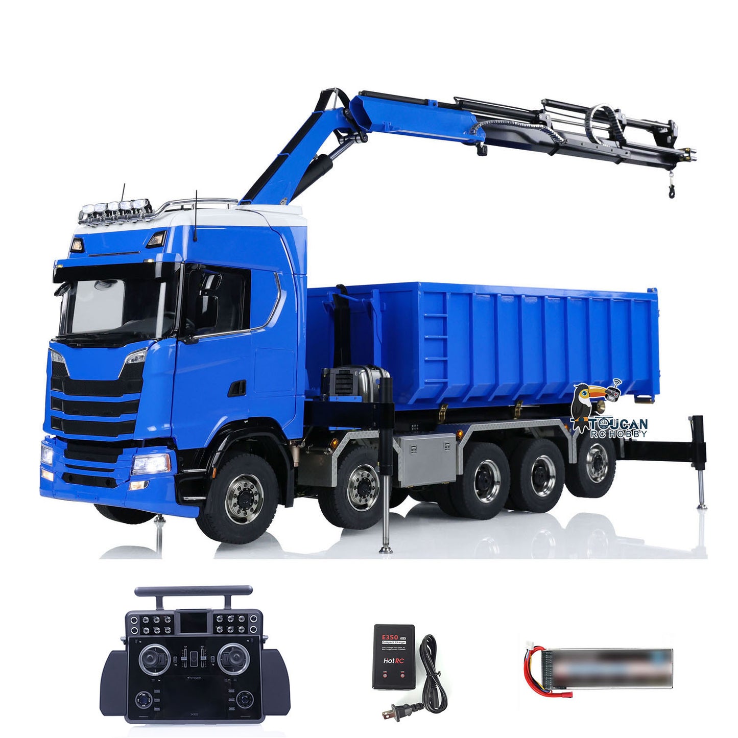 10x10 Metal Chassis 1:14 Hydraulic Crane RC Dumper 770S RTR Full Dump Truck Car