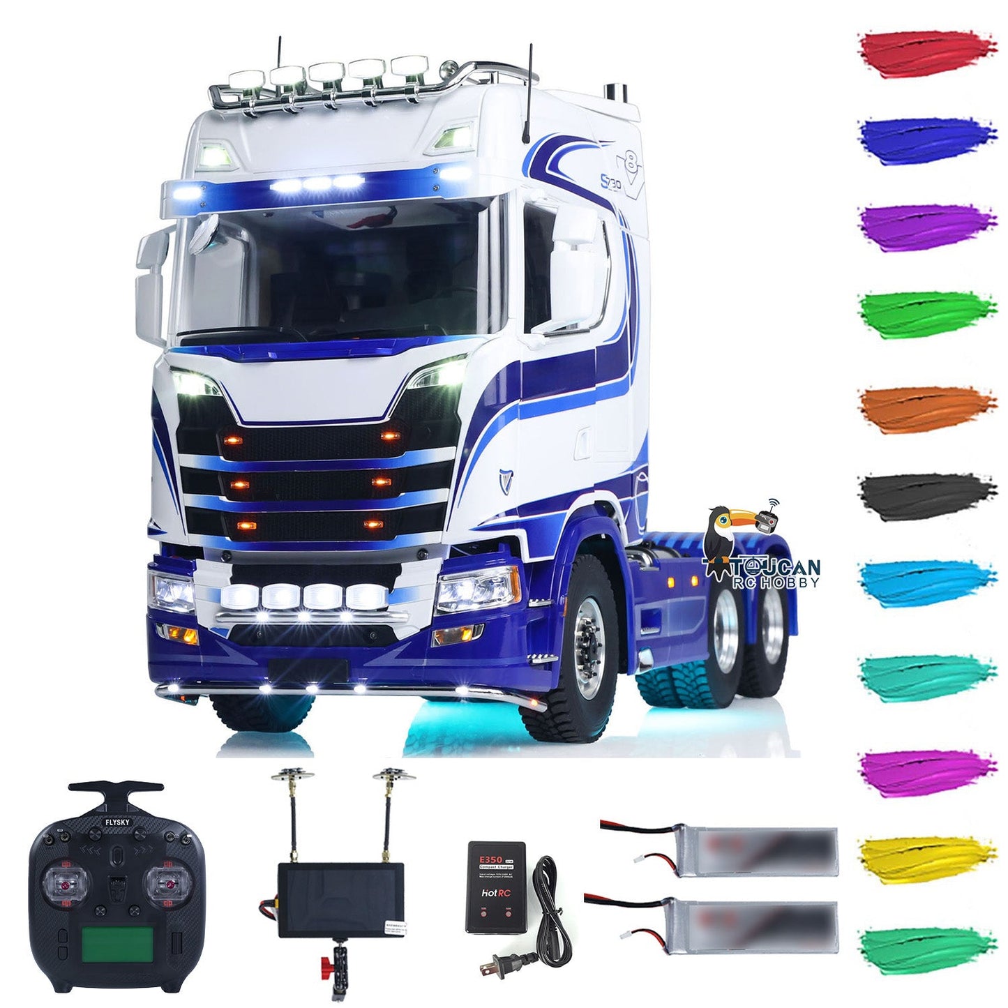 TOUCAN 770S 1/14 RC Tractor Truck FPV Smoke Sound 2Speed RTR Model 6x6 Metal Chassis Radio Controlled Lorry Car ST8 Battery