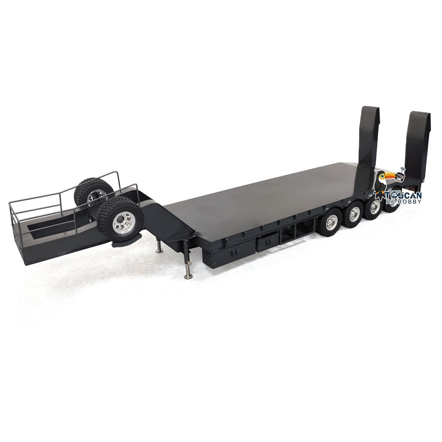 Metal 4 Axles Trailer for 1/14 JDM 189 RC Tractor Truck with Electric Tail-board