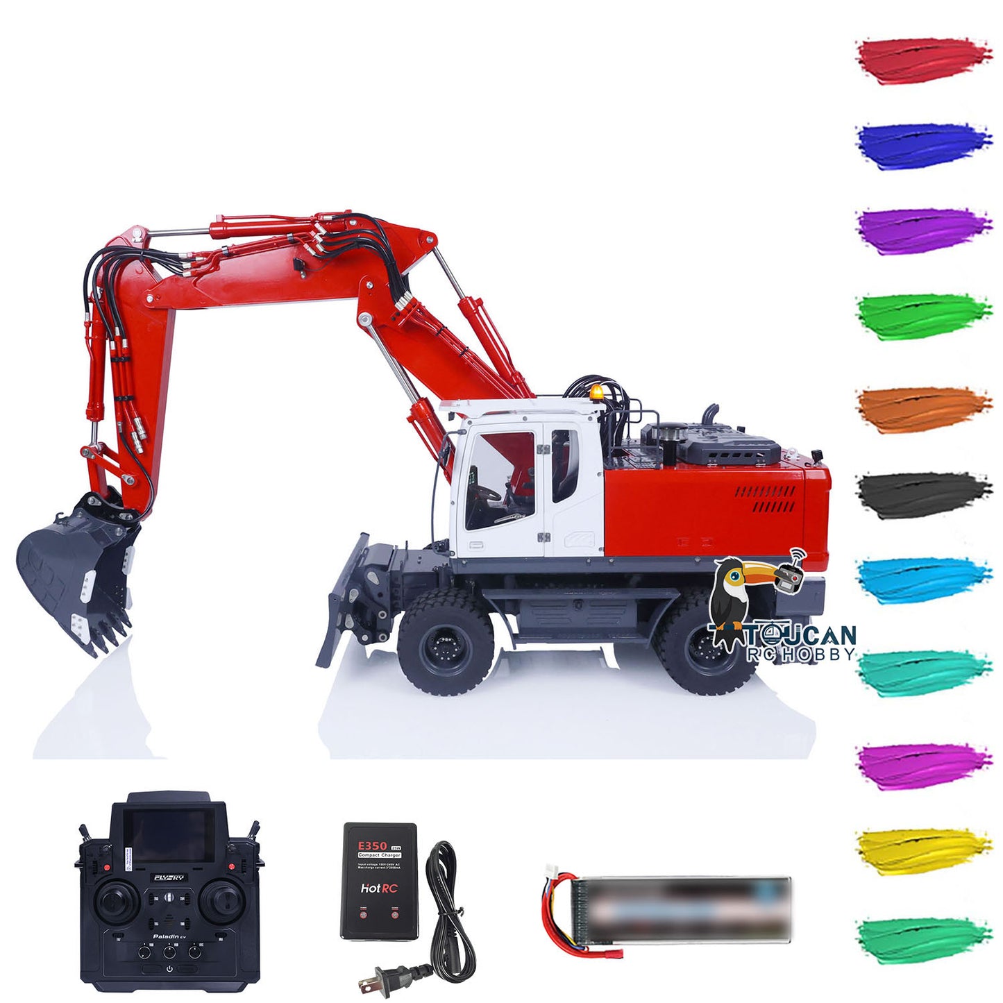 LESU 1/14 3 Arms RC Hydraulic Wheeled Excavator ET30H RTR Remote Control Digger Vehicle Hobby Model PL18EV Customized Version