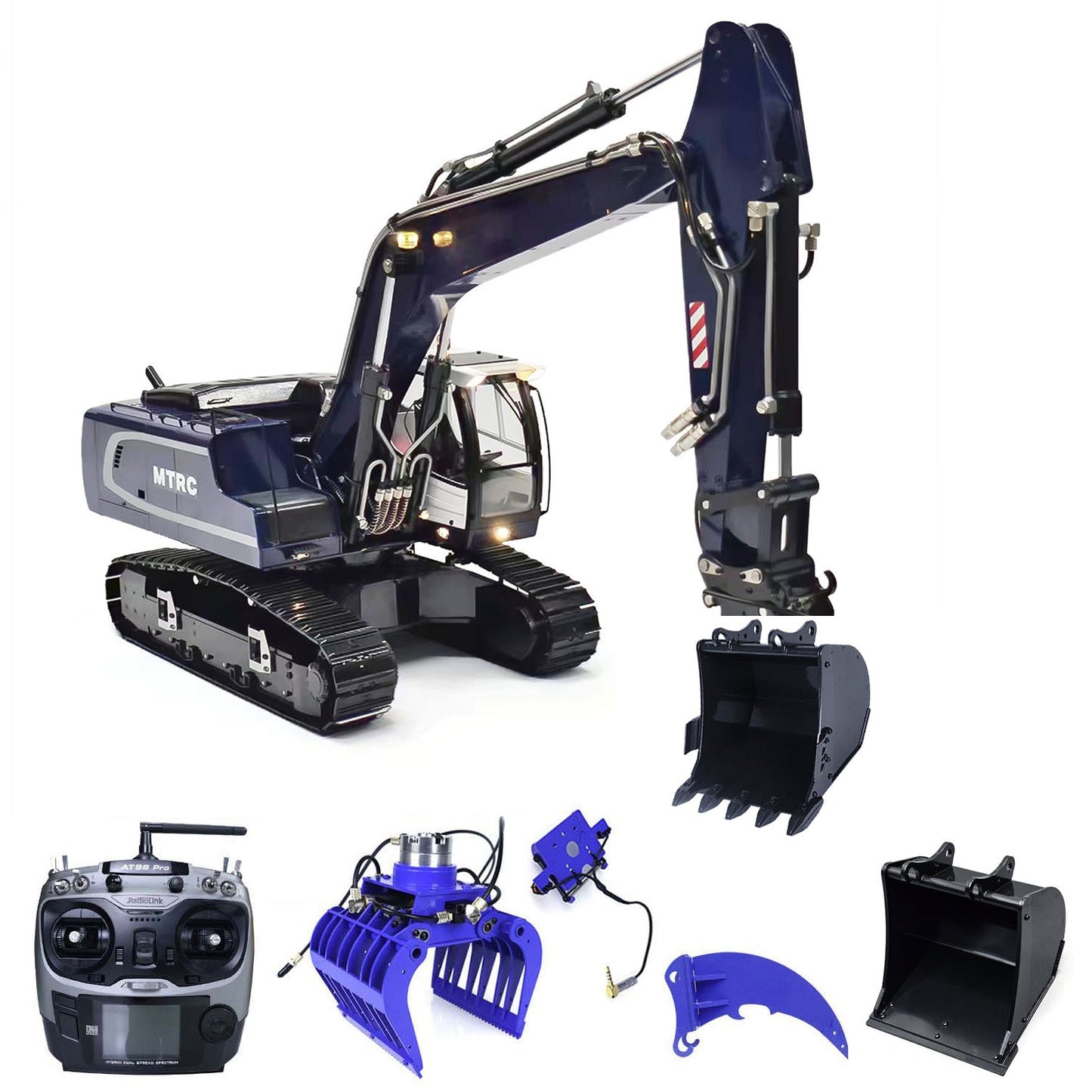 1/14 Metal R946 RC Hydraulic Excavator Remote Control Digger Grab Tiltable Clamshell Bucket Hobby Model DIY Car Painted Assembled