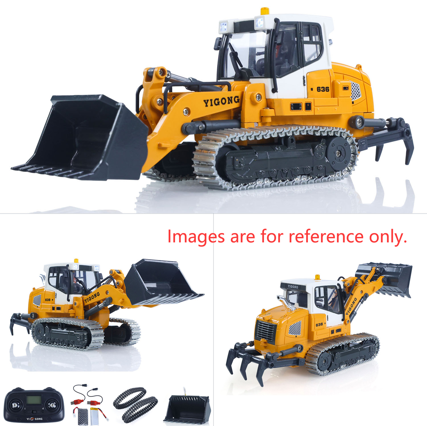 Second Hand US Stock 1:50 RC Electric Lifting Tracked Loader LR636 2.4G Construction Vehicle Metal Bucket Tracks Ripper RTR Model Light Sound Battery