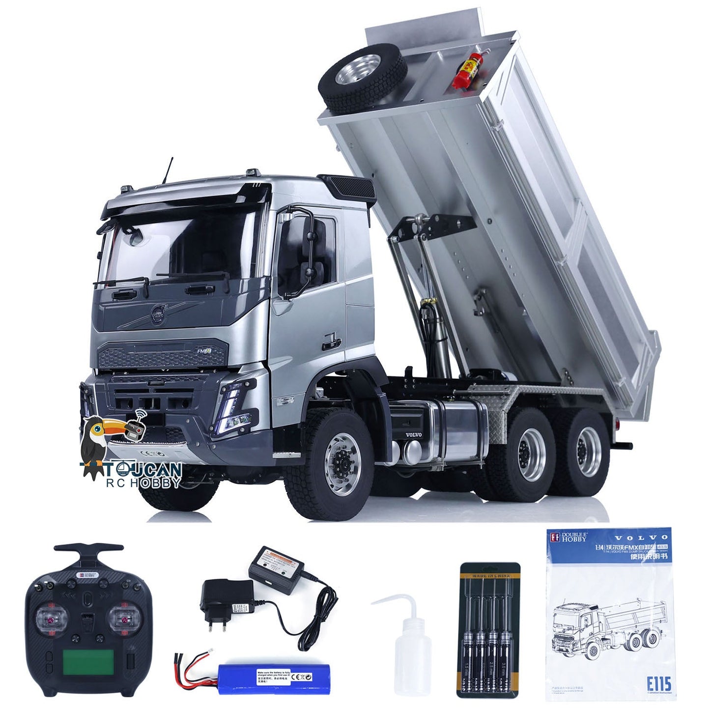 Double E 1/14 Hydraulic RC Dump Truck 6x6 FMX Remote Control Dumper Cars Hobby Model DIY RTR Hobby Model Gift