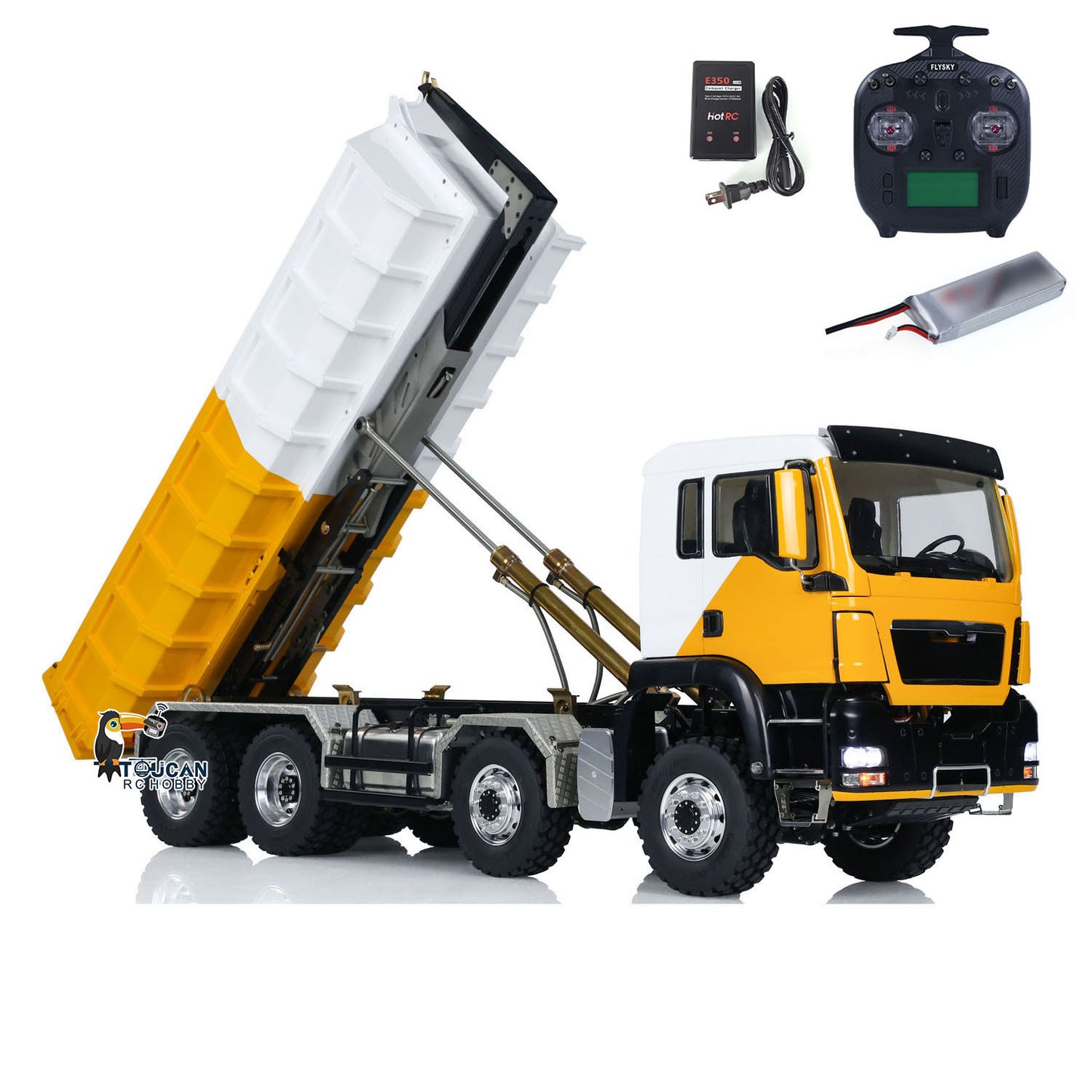 LESU 8x8 1/14 RC Hydraulic Roll On Dumper Truck RTR Radio Control Full Dump Cars Lights Sounds