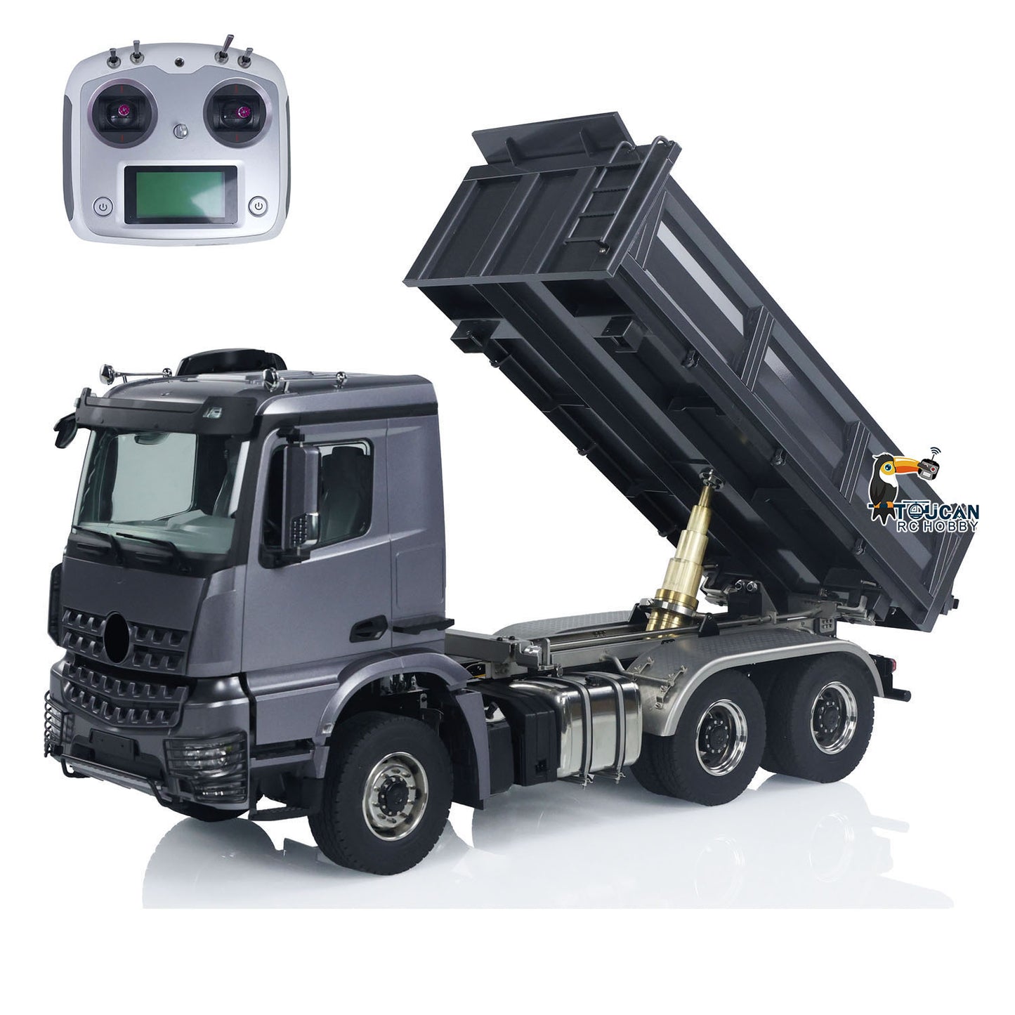 1/14 Hydraulic RC Dump Truck 6x6 Metal Radio Control Tipper Car 3-speed Gearbox with Light Sound System Differential Lock Axles