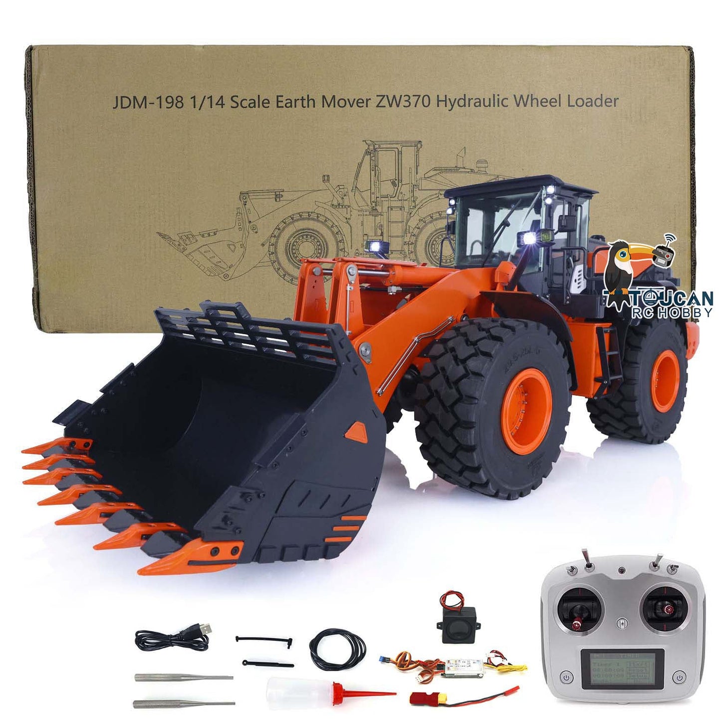 1/14 ZW370 JDM 198 Metal Hydraulic RC Loader RTR Radio Control Construction Car W/ New Sound Module Model