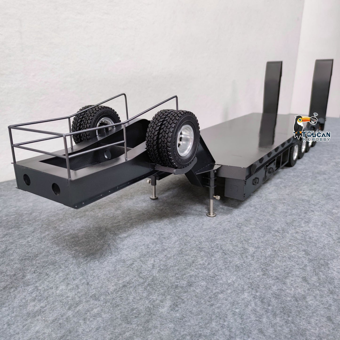Metal 4 Axles Trailer for 1/14 JDM 189 RC Tractor Truck with Electric Tail-board
