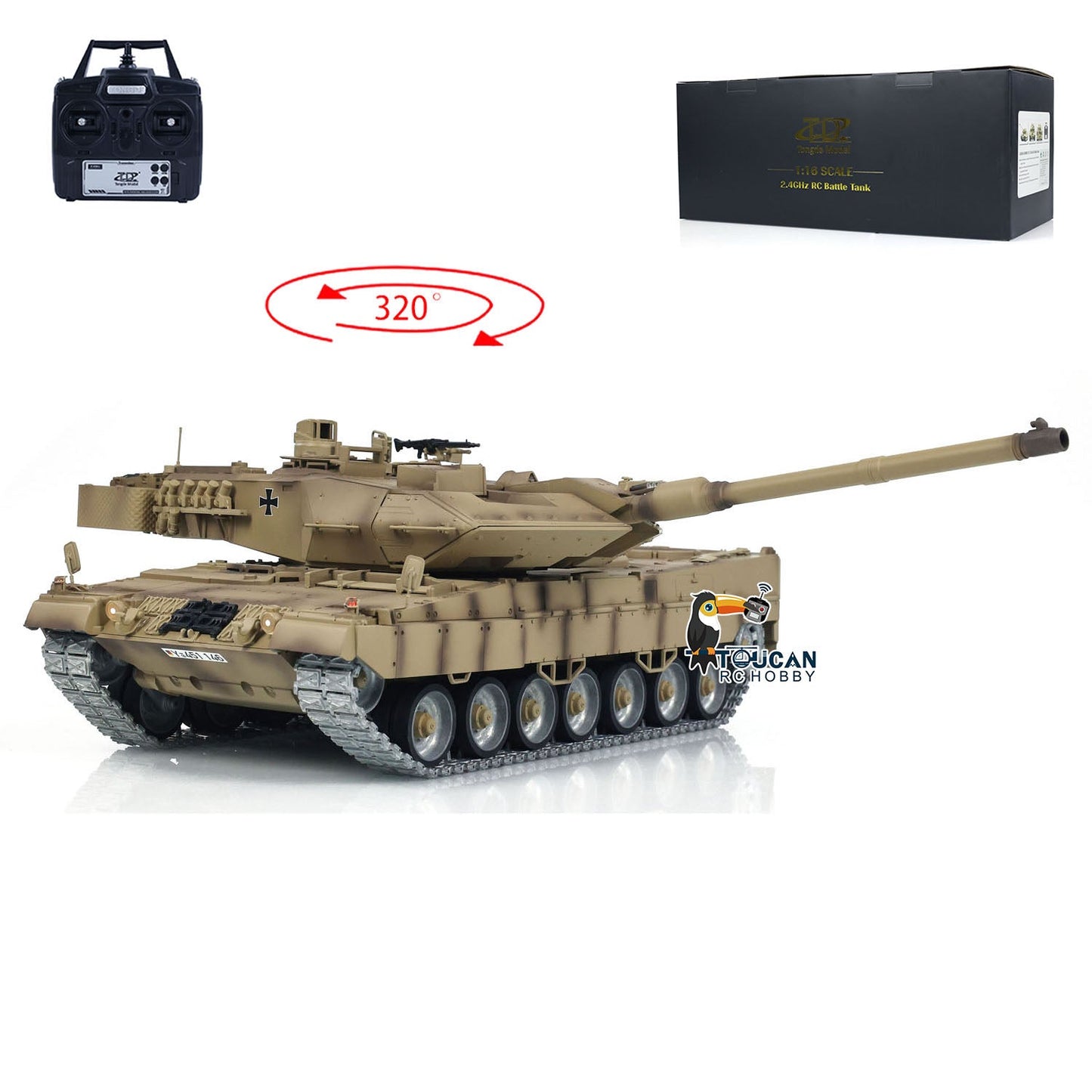 Tongde 1/16 RC Infrared Battle Tank German Leopard2A7 Electric Radio Control Military Vehicle Painted Assembled Optional Version