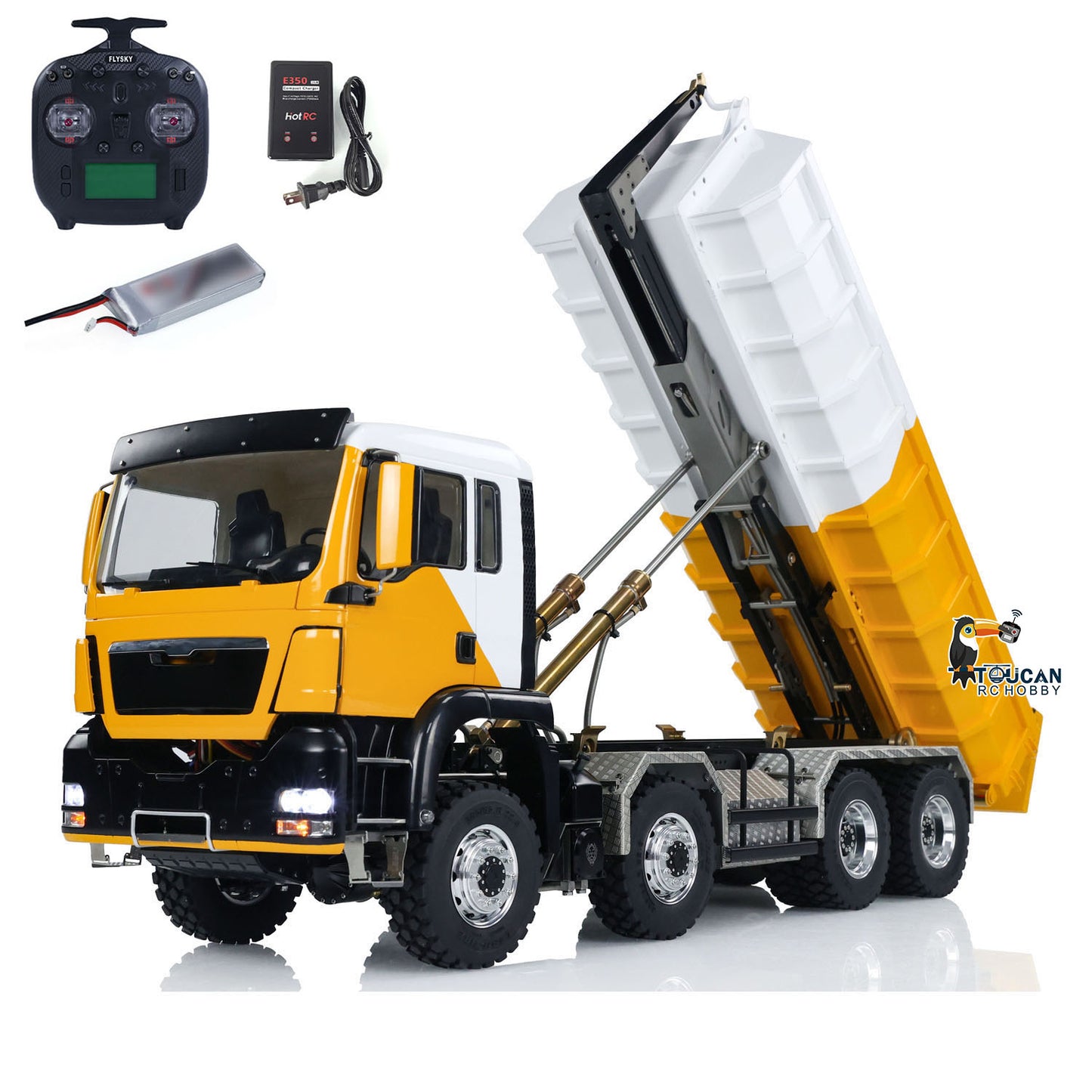 LESU 8x8 1/14 RC Hydraulic Roll On Dumper Truck RTR Radio Control Full Dump Cars Lights Sounds