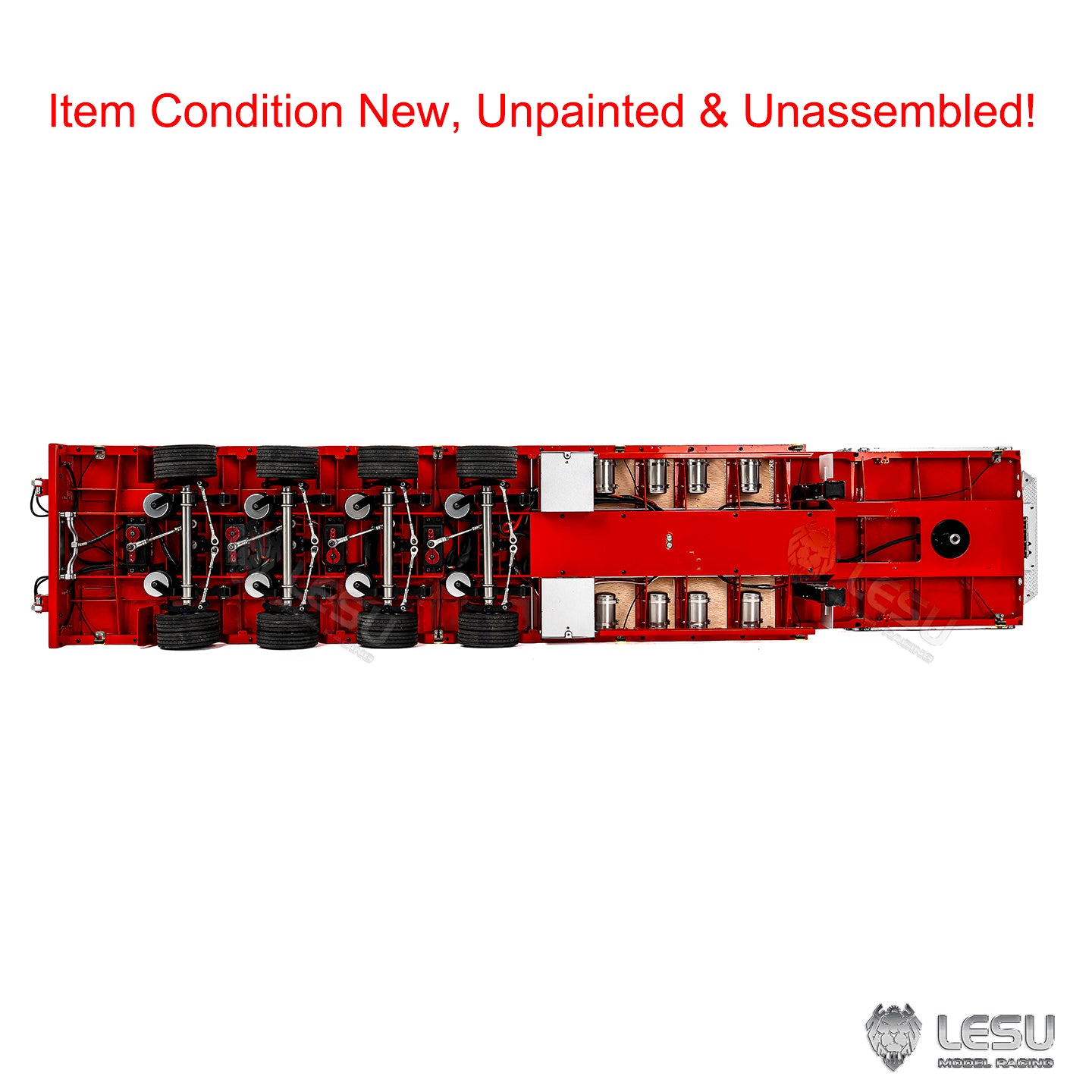 LESU Metal 1/14 RC Trailer A0054 Hydraulic Lifting Tailboard 4 Axles Steering Available for DIY RC Tractor Truck Lorry Car Model