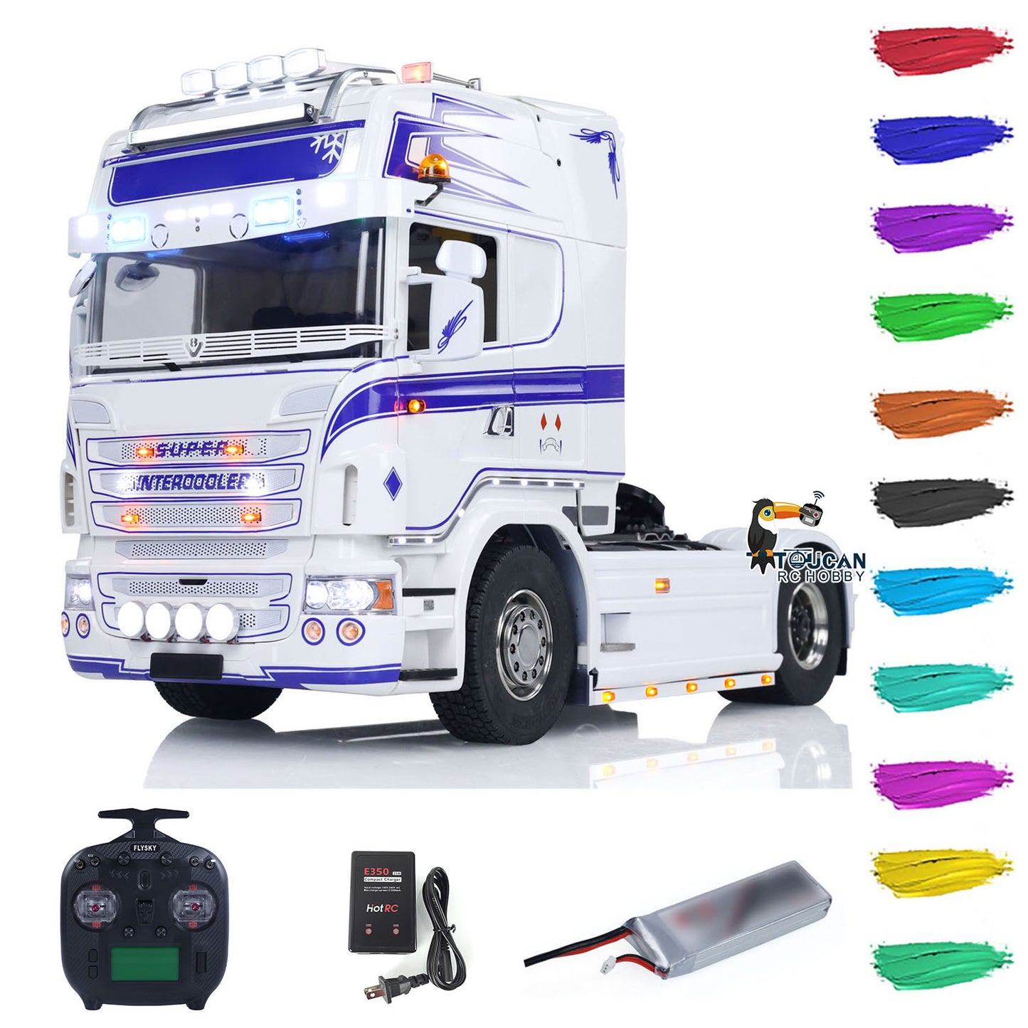 1/14 RC Tractor Truck 4x4 RTR Transport Vehicle Metal Chassis R730 Smoke 3-speed