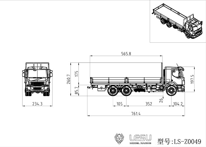 IN STOCK LESU 1/14 VM 6x4 RC Flatbed Truck Model Car TAMIYA Light System