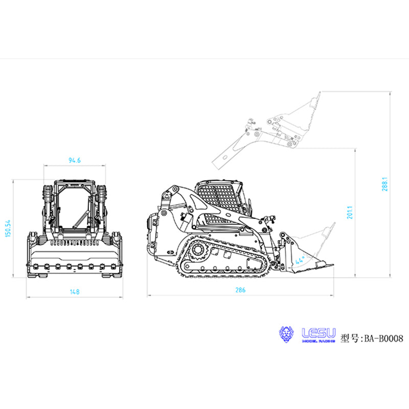 US STOCK LESU 1/14 Aoue-LT5 Tracked Skid-Steer Metal RC Hydraulic Loader RTR Model Lights