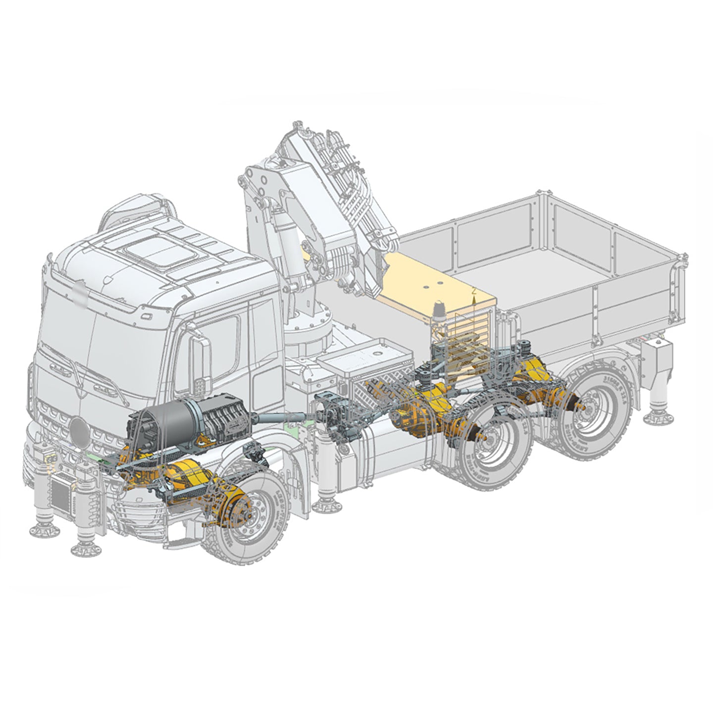 LESU 3363 6X6 Metal 1/14 RC Hydraulic Crane Truck Fly Jib Arm 3Speed Remote Control Lorry 7CH Valve 6 Outriggers Axle Diff Lock