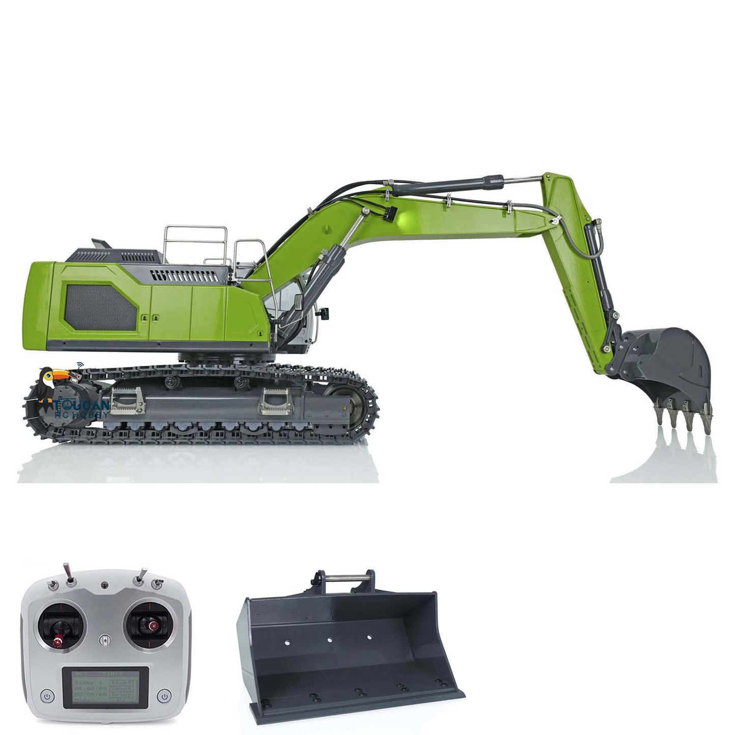 Metal XDRC 1/14 945 RC Digger Remote Control Hydraulic Excavator Electric Truck PNP Sieve Bucket Curved Ripper Fork