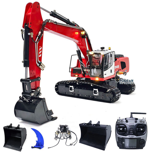 Metal 1/14 2 Arms MTMODEL RC Hydraulic Excavator Ripper 946 Remote Control Tracked Digging Vehicle Tiltable Bucket Grab Model