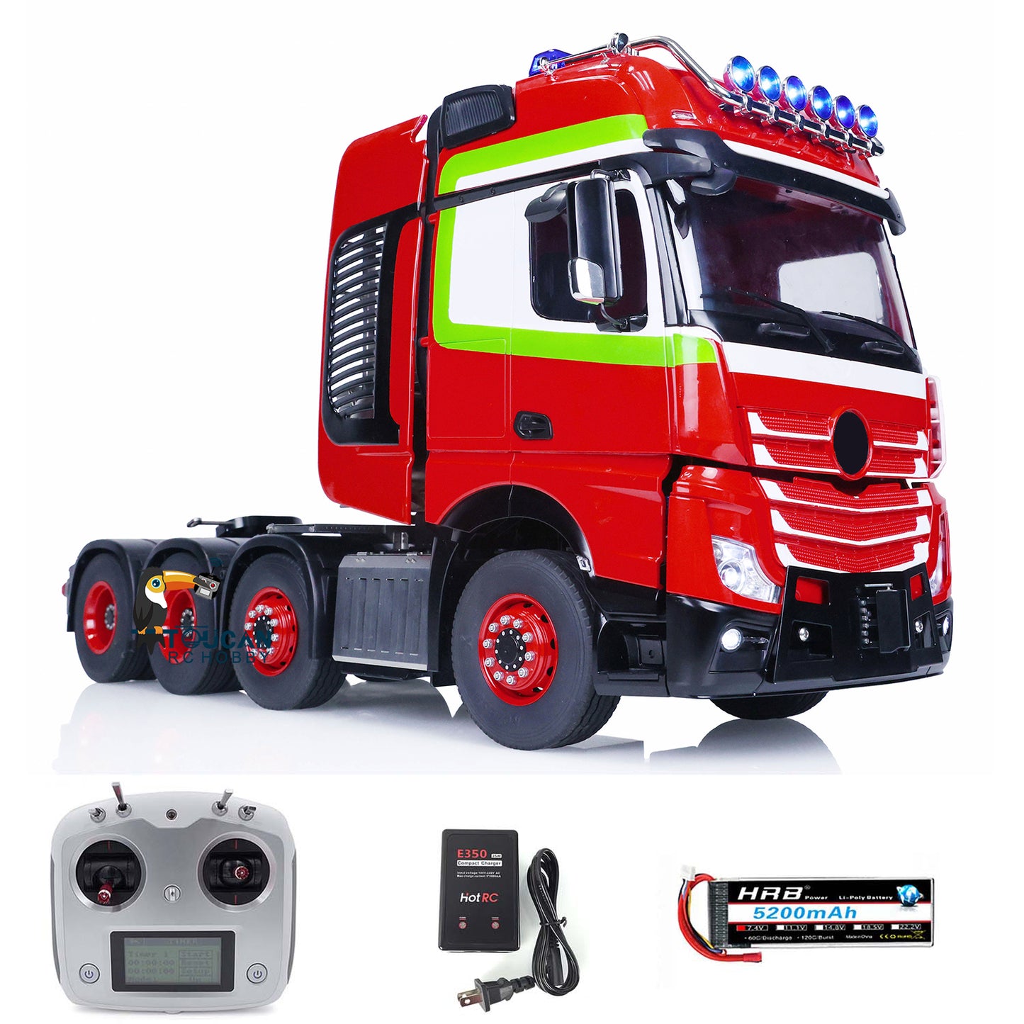 TOUCAN 1/14 8*8 Metal Chassis with Painted and Assembled Cabin RC Tractor Trucks Radio Controlled Car Model Equipment Rack