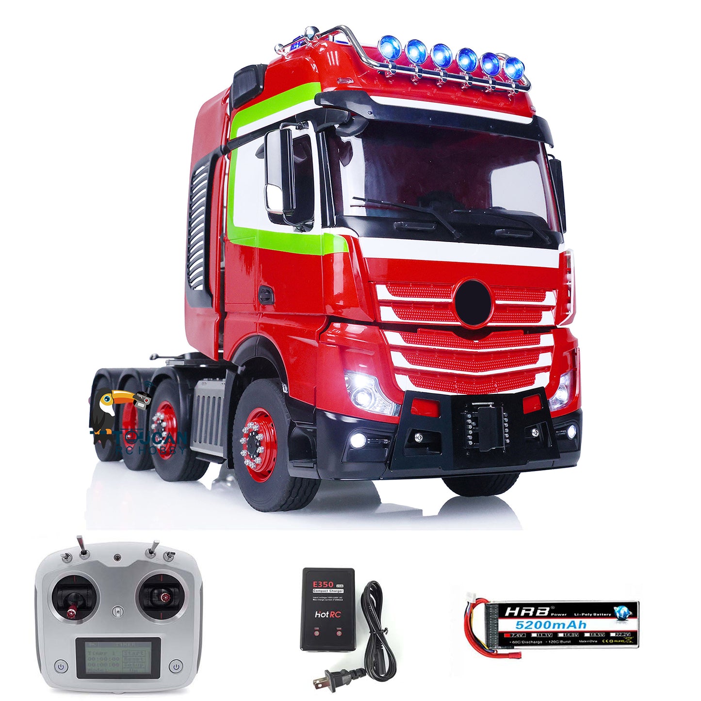 1/14 TOUCAN RC Tractor Truck 8X8 Metal Chassis Differential Lock Axles TOUCAN BZ Cab Radio Controlled Lorry Cars Model Front Hook