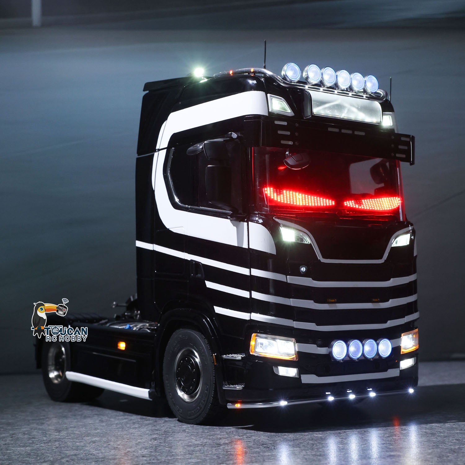 Unitru-05 Highline RC Tractor Truck with White Stripe Decoration, Factory Sprayed Complete Body