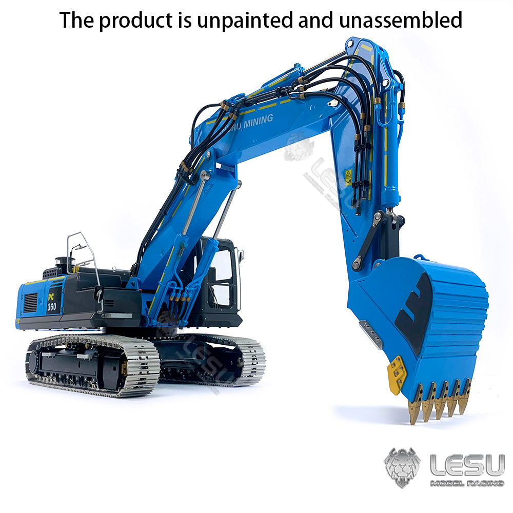 LESU 1/14 PC360 RC Hydraulic Excavators 3 Arms Unpainted Digger Hobby Model Electric Kits Cabin Roof Safety Net Metal Hydraulic Crusher