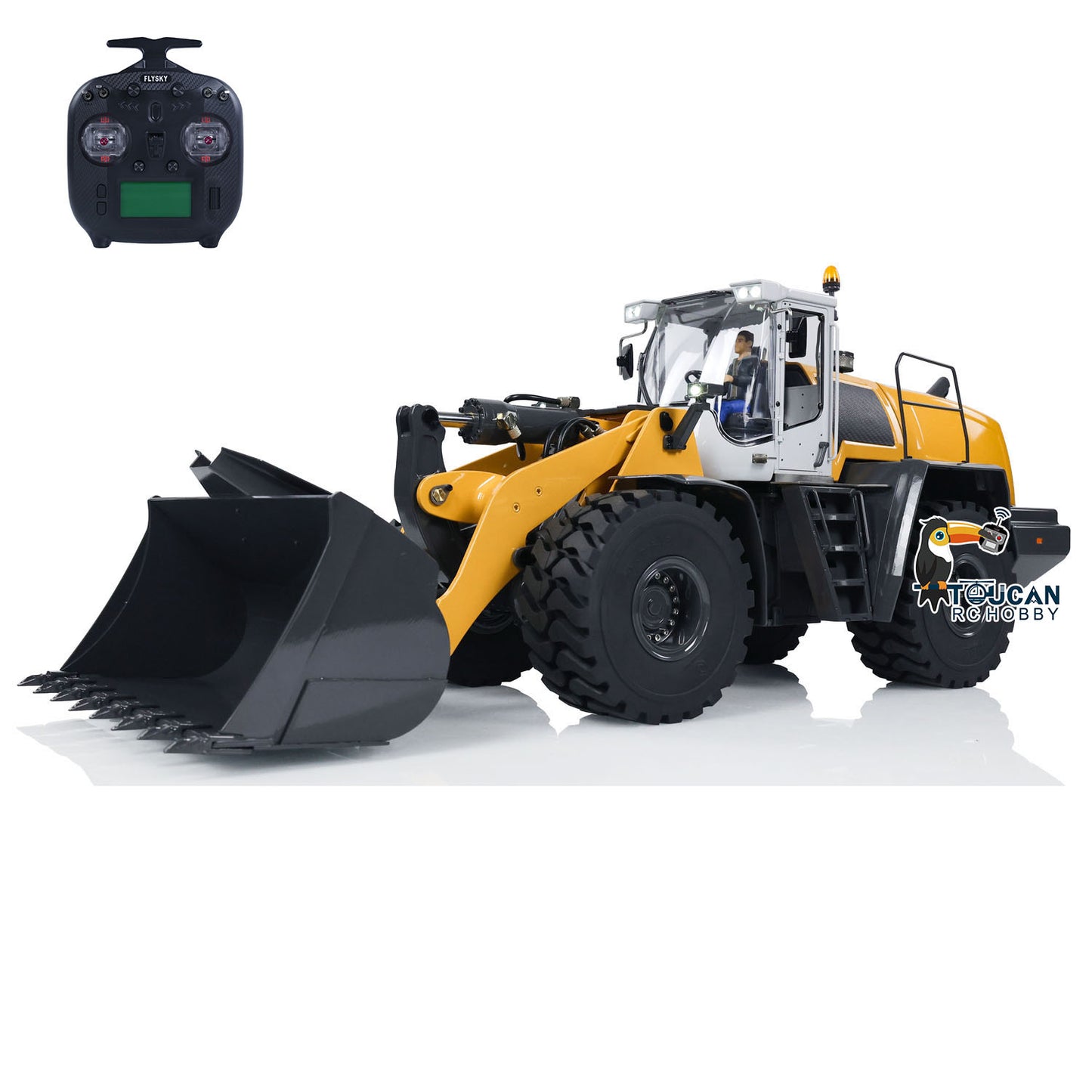 XDRC 1/14 580 Hydraulic RC Loader Radio Control Construction Vehicle Painted Assembled Sound Light PNP Version Sand Rock Bucket