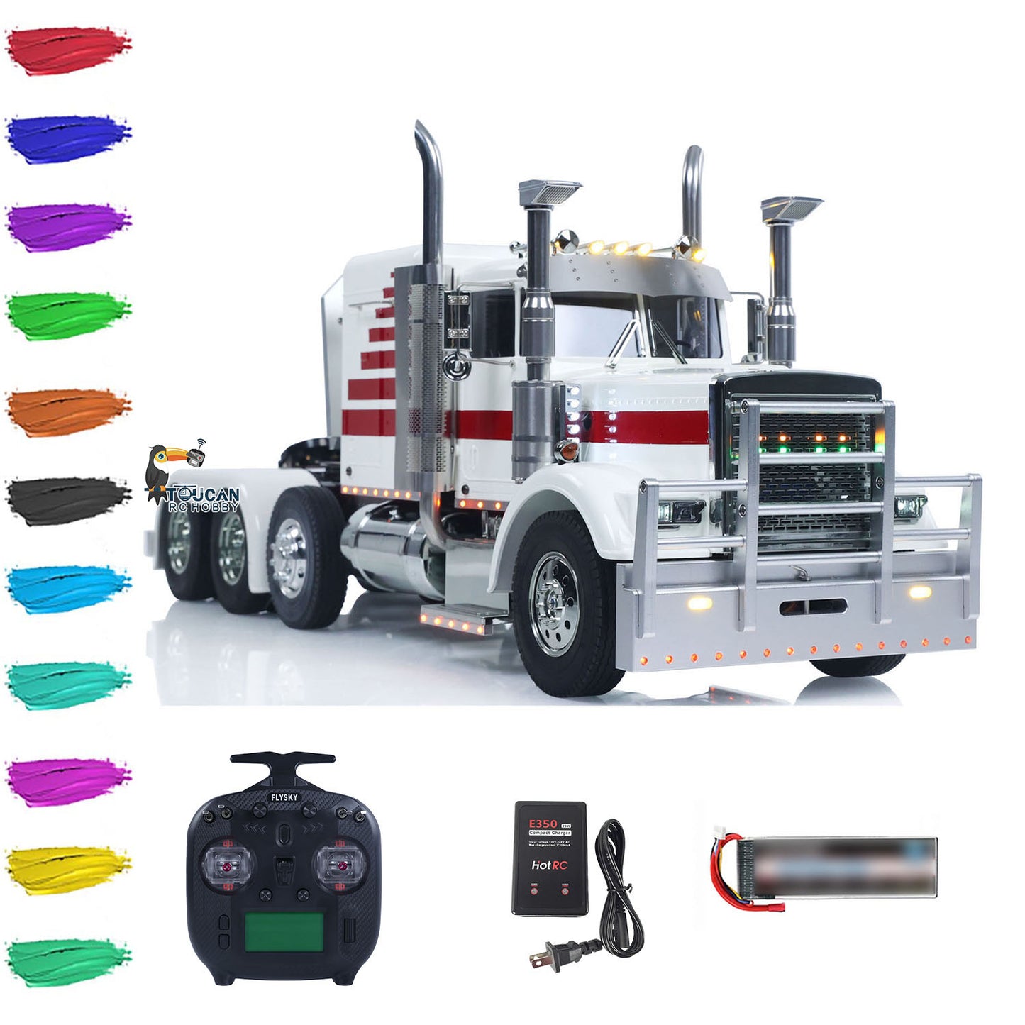 TOUCAN TAMIYA 8X4 1/14 RC Tractor Truck 56344 Grand Hauler Remote Control Lorry Car Mid Lift Axle Chassis Suspension ST8 Radio