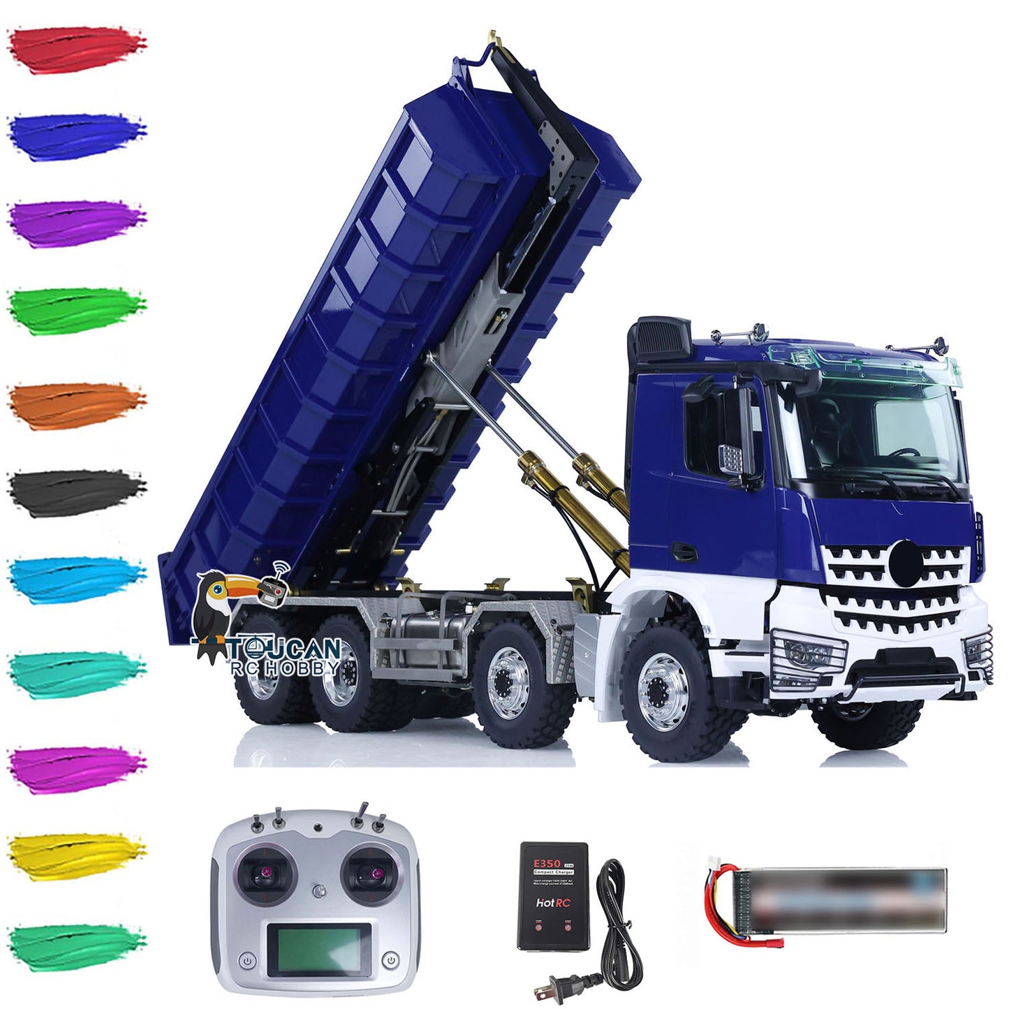 LESU 1/14 8x8 Hydraulic RC Dump Truck Roll On/Off Metal RTR Radio Control Tipper Cars DIY Model Ready to Run K3363 Painted Model