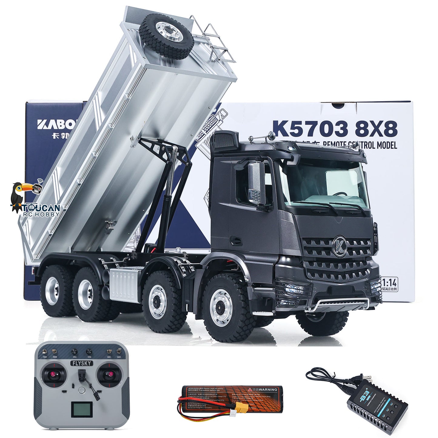 US STOCK RTR Kabolite 8X8 1/14 RC Dump Truck K5703 Electric Lifting Remote Control Tipper Model 2Speed Gearbox Lights Sound System